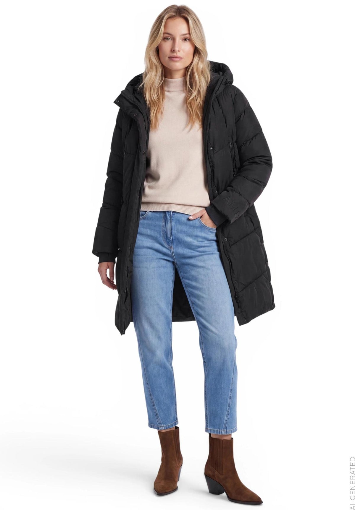Amber & June Damen Mantel Jet Black