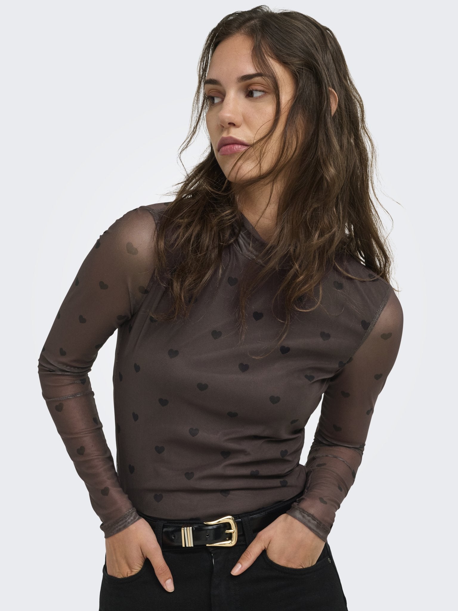 only Damen T-Shirts Coffee Bean/Bla