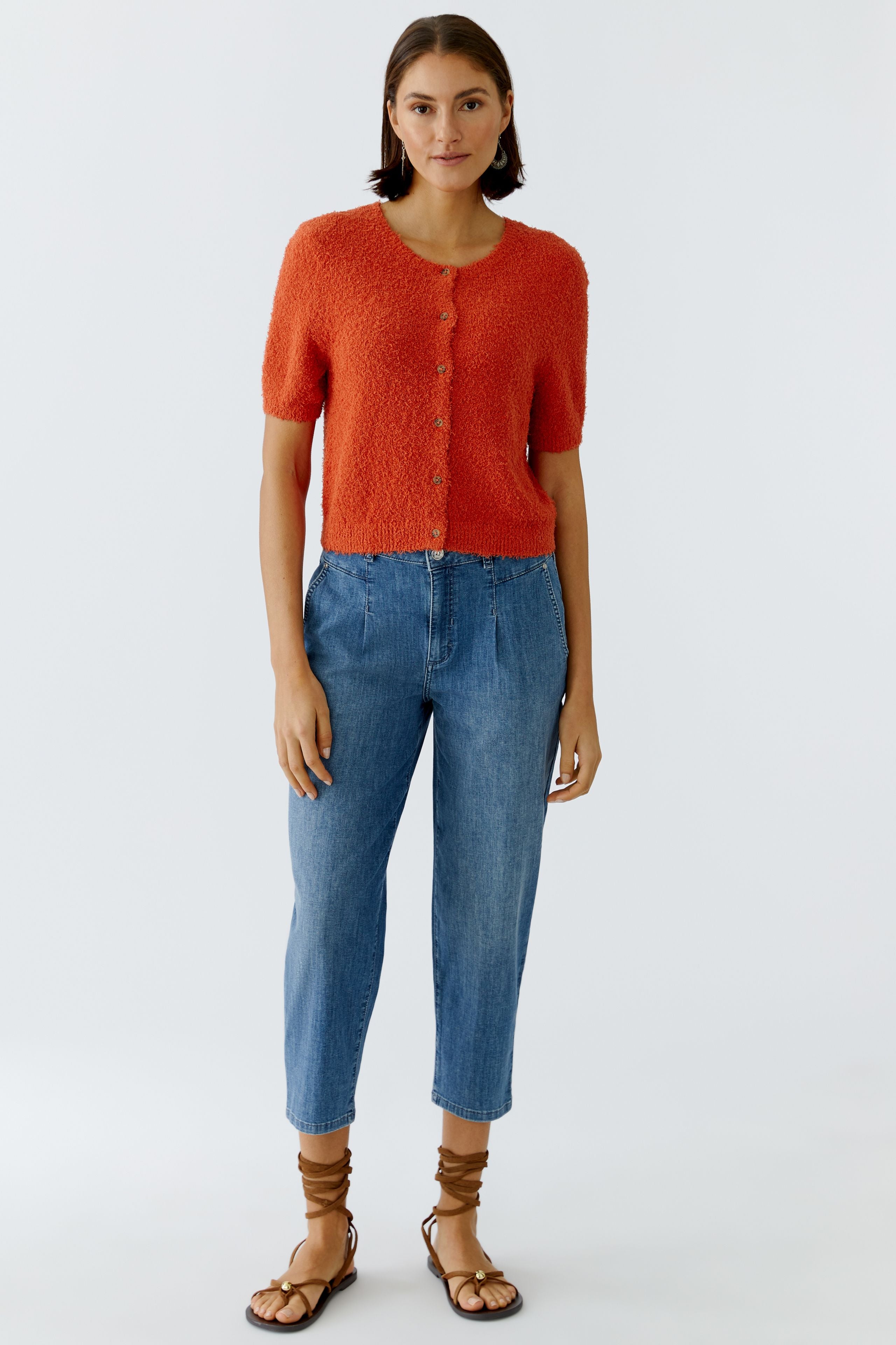 Oui Damen Strickjacken  Burnt Tang