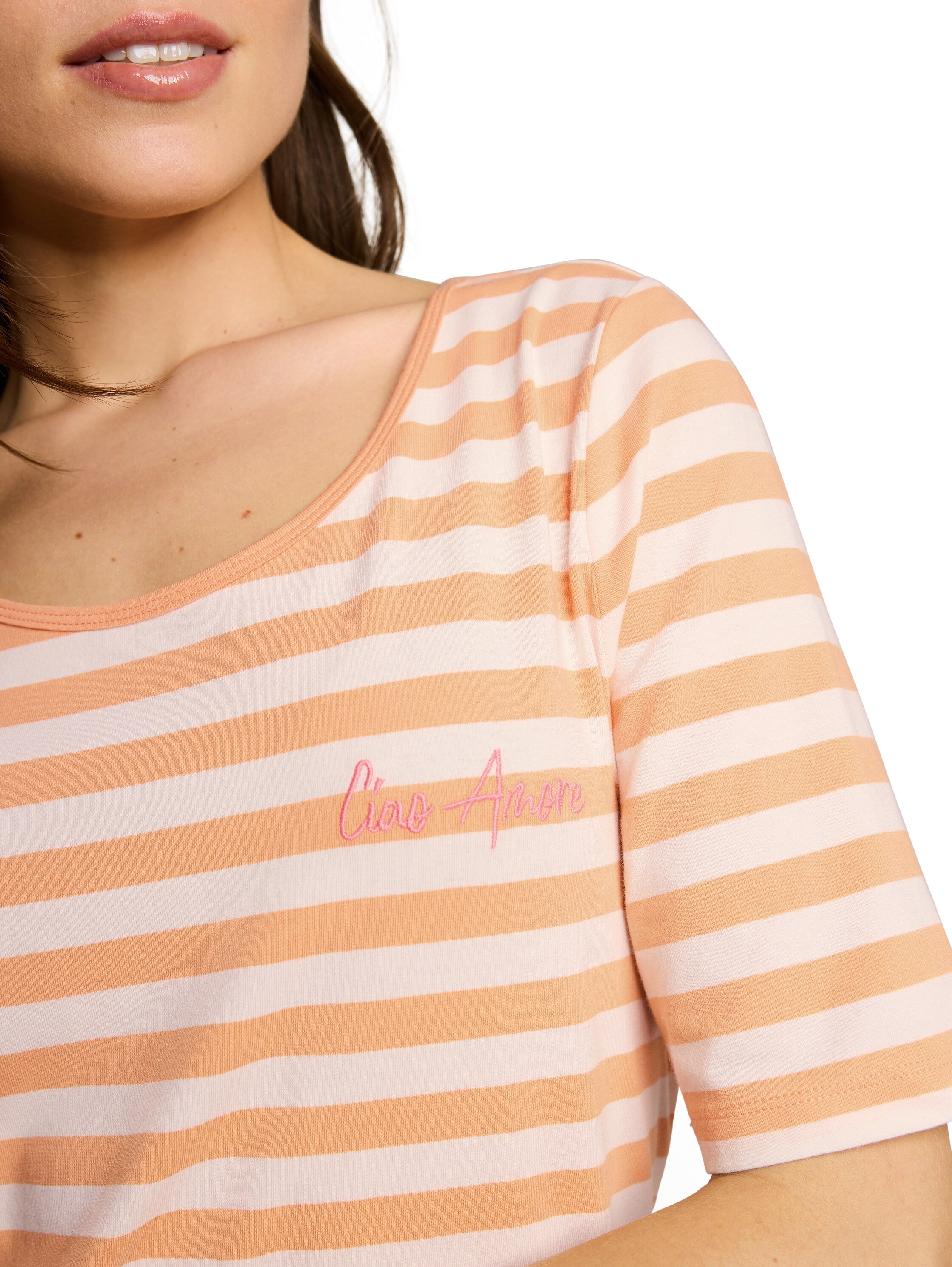 Tom Tailor Damen T-Shirts Orange White St