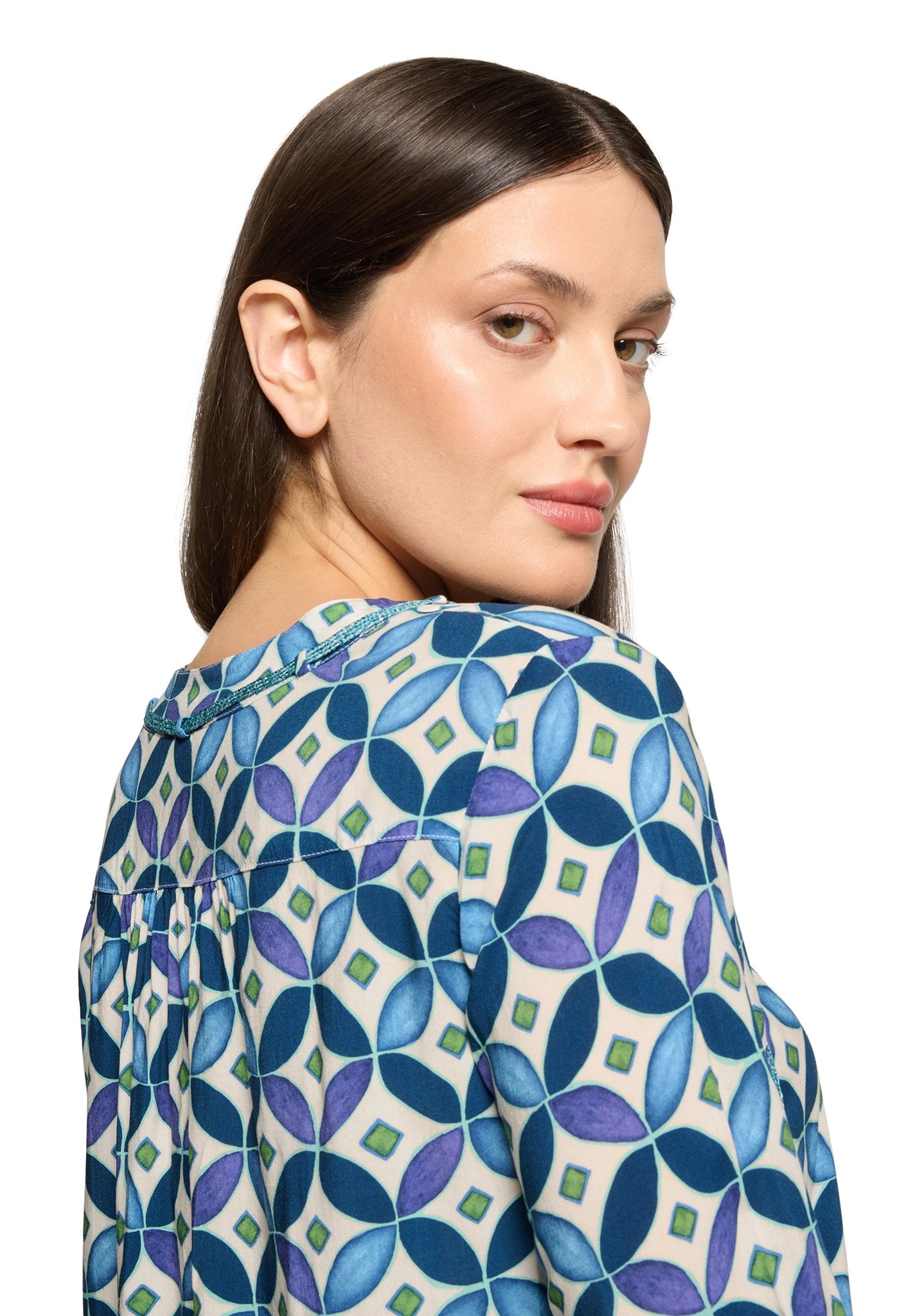 Cartoon Damen Blusen Blue/Green