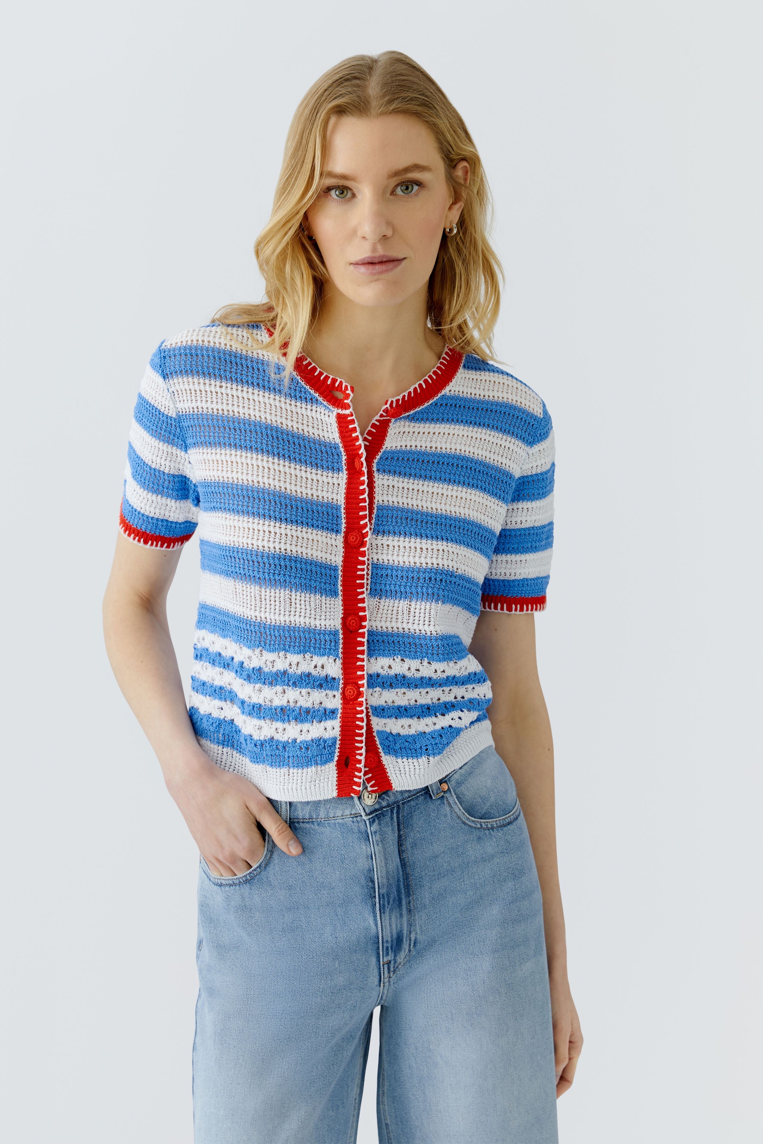 Oui Damen Strickjacken  Lt Blue Ro