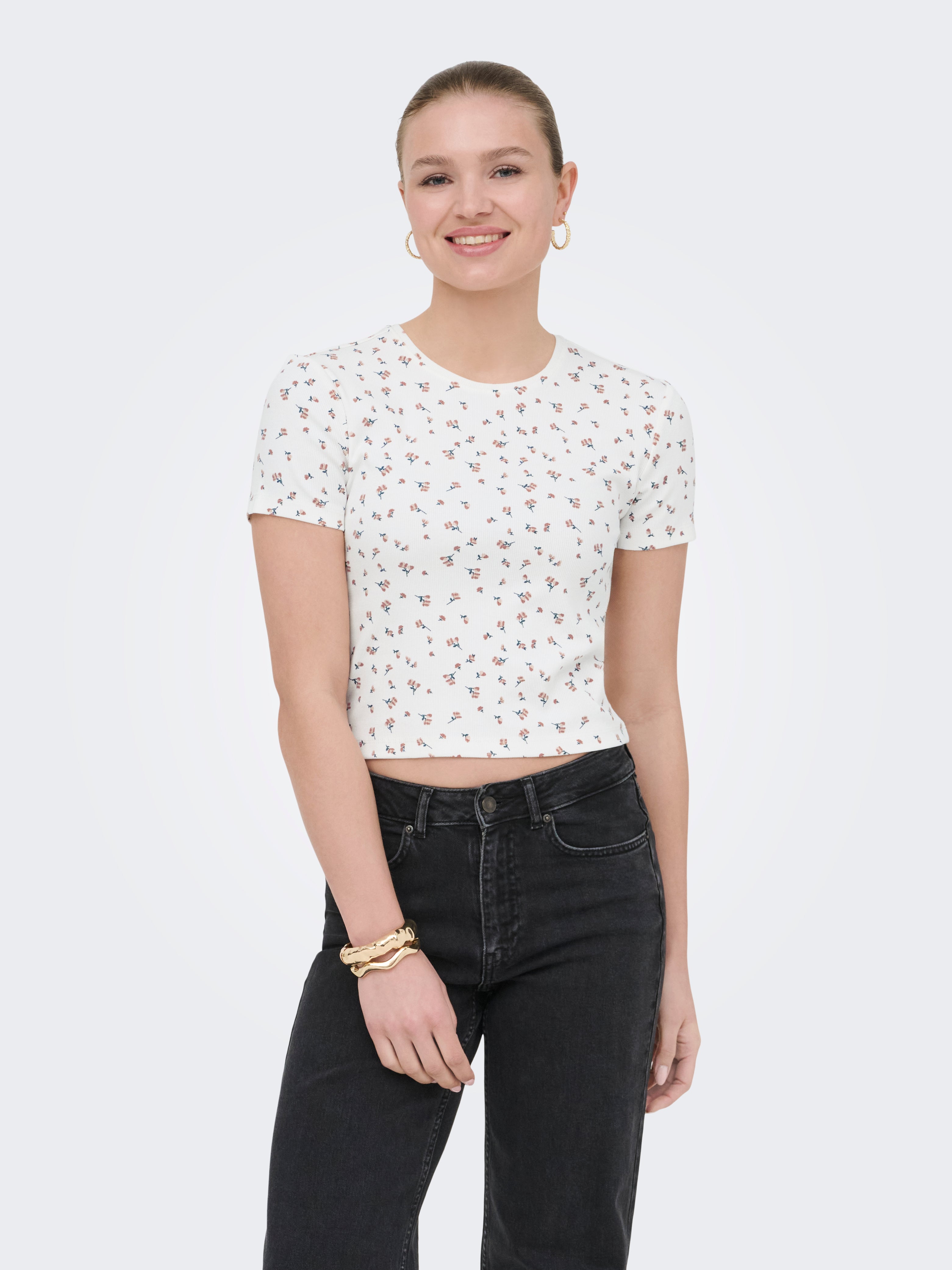 only Damen T-Shirts Cloud Dancer/Ro