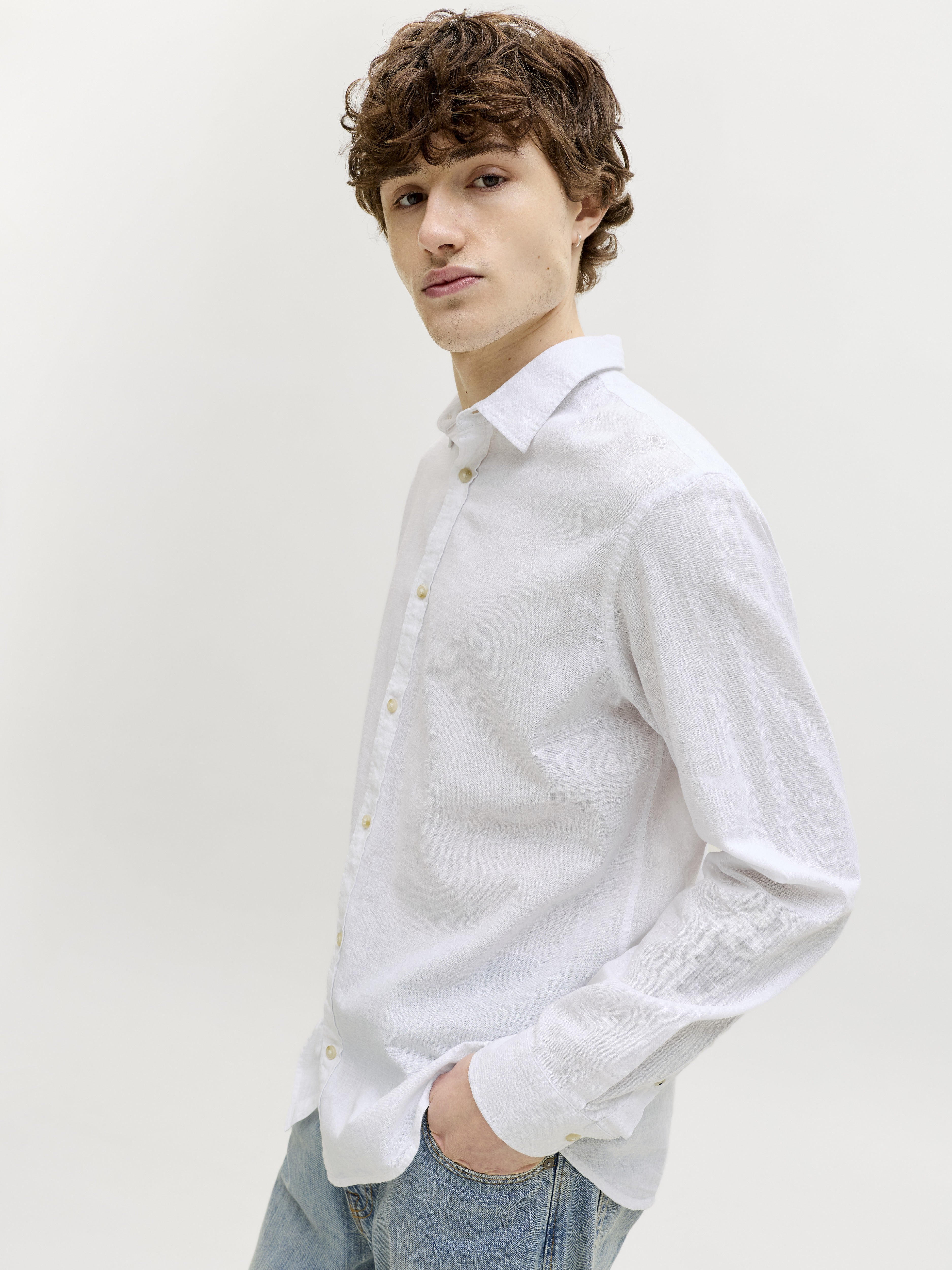 Jack & Jones Herren Hemden lang White