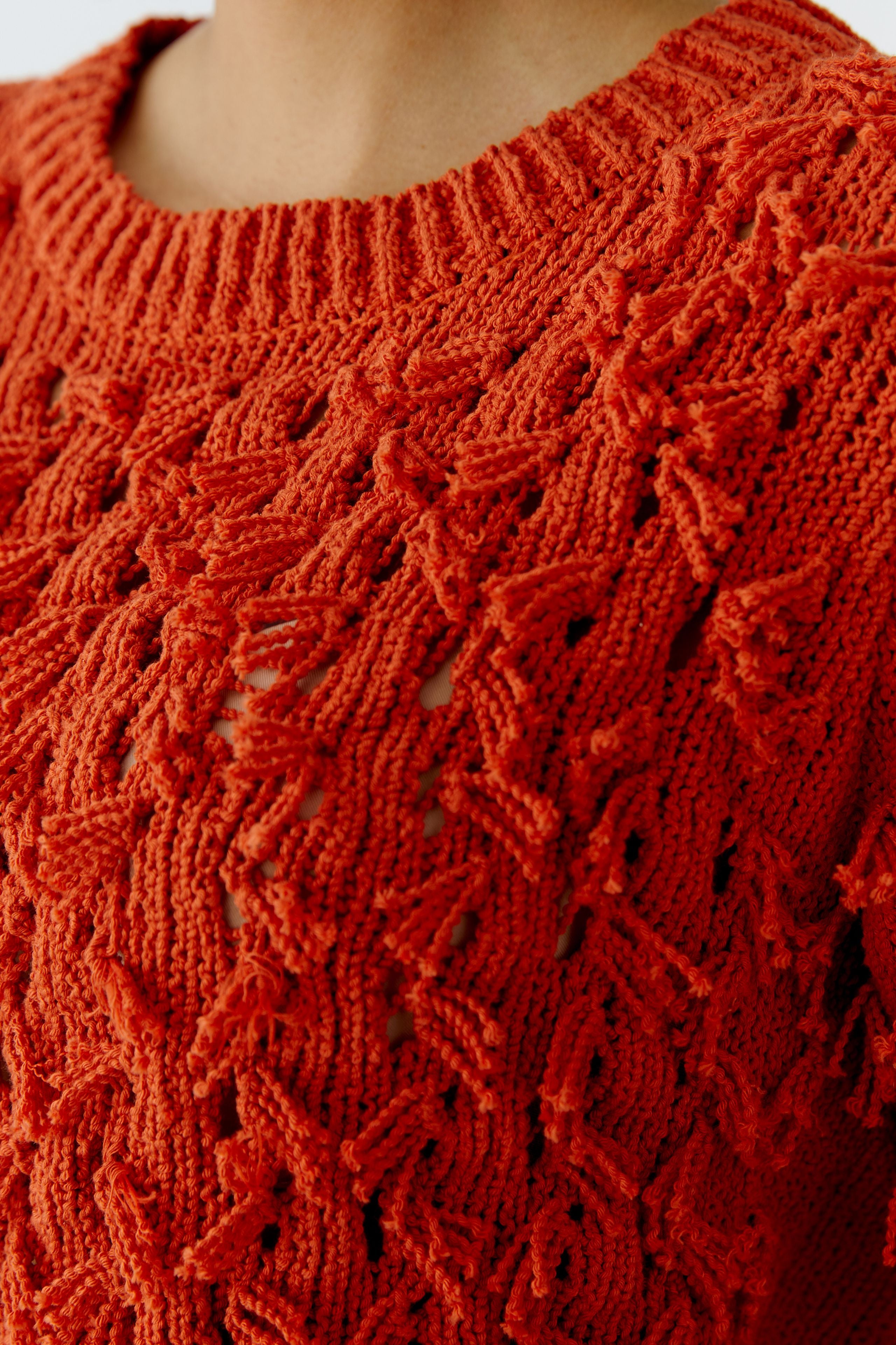 Oui Damen Pullover Burnt Tang