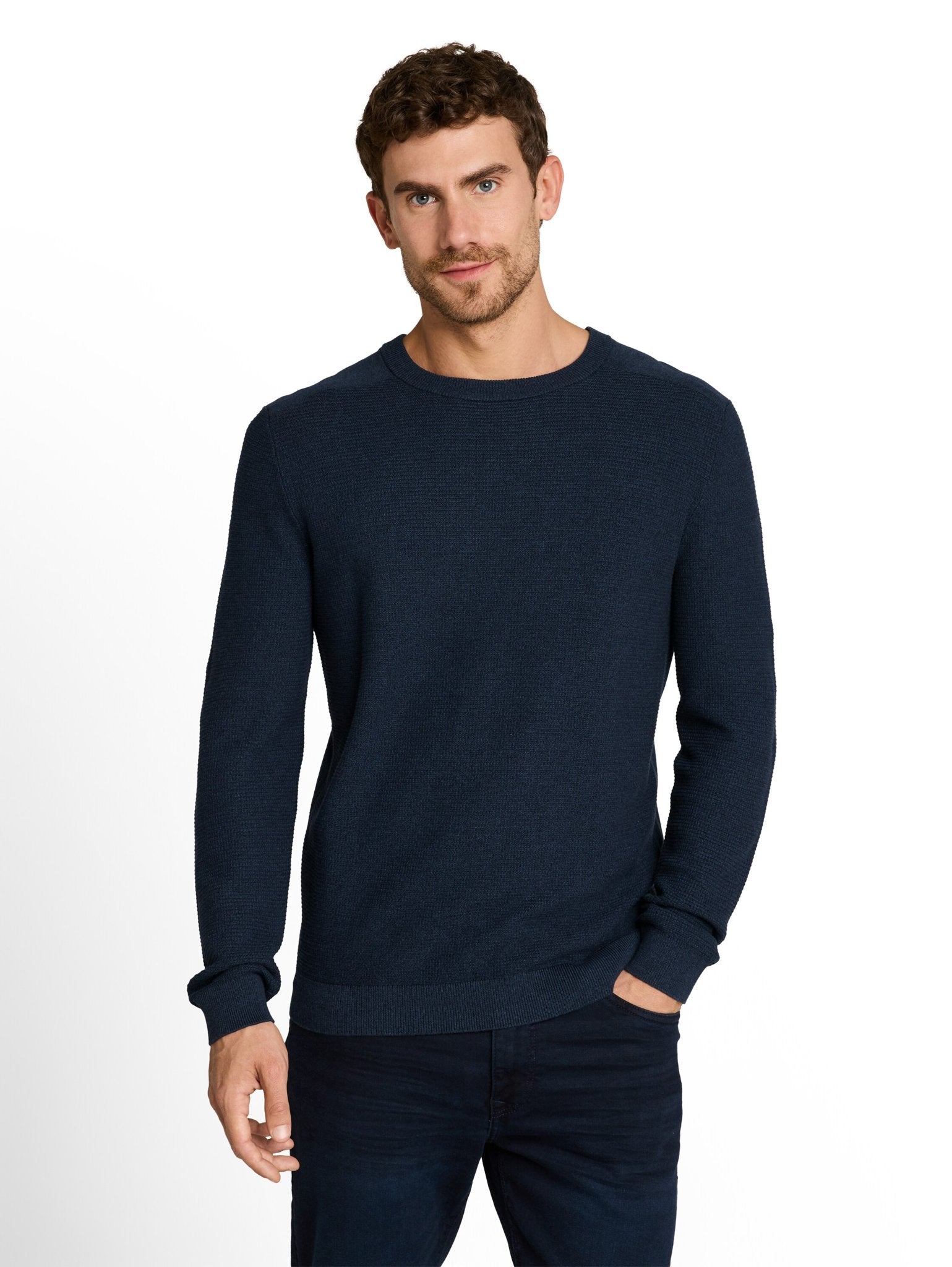 Tom Tailor Herren Pullover Mouline Blue Na