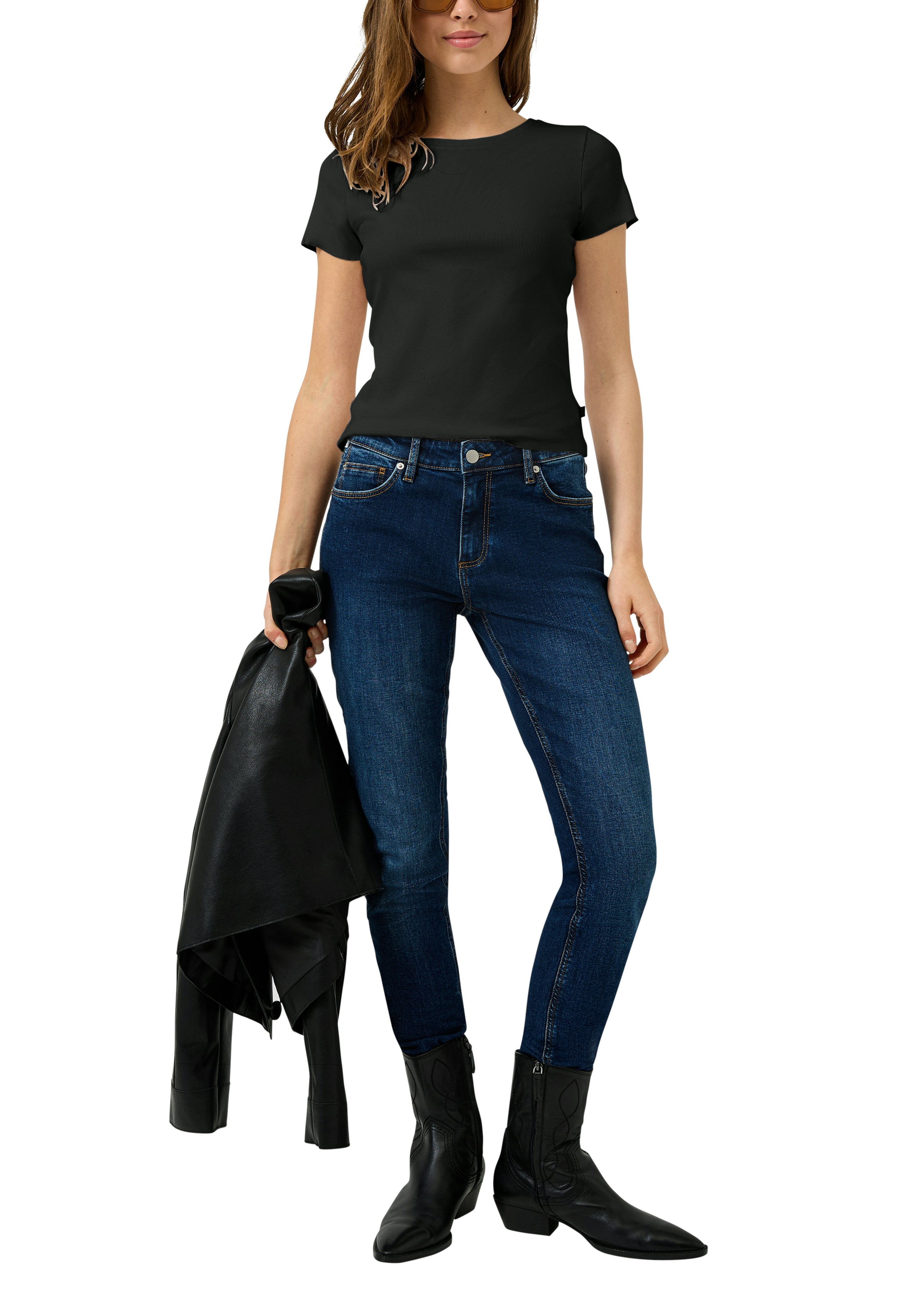 QS by S.Oliver Damen T-Shirts Grey/Black