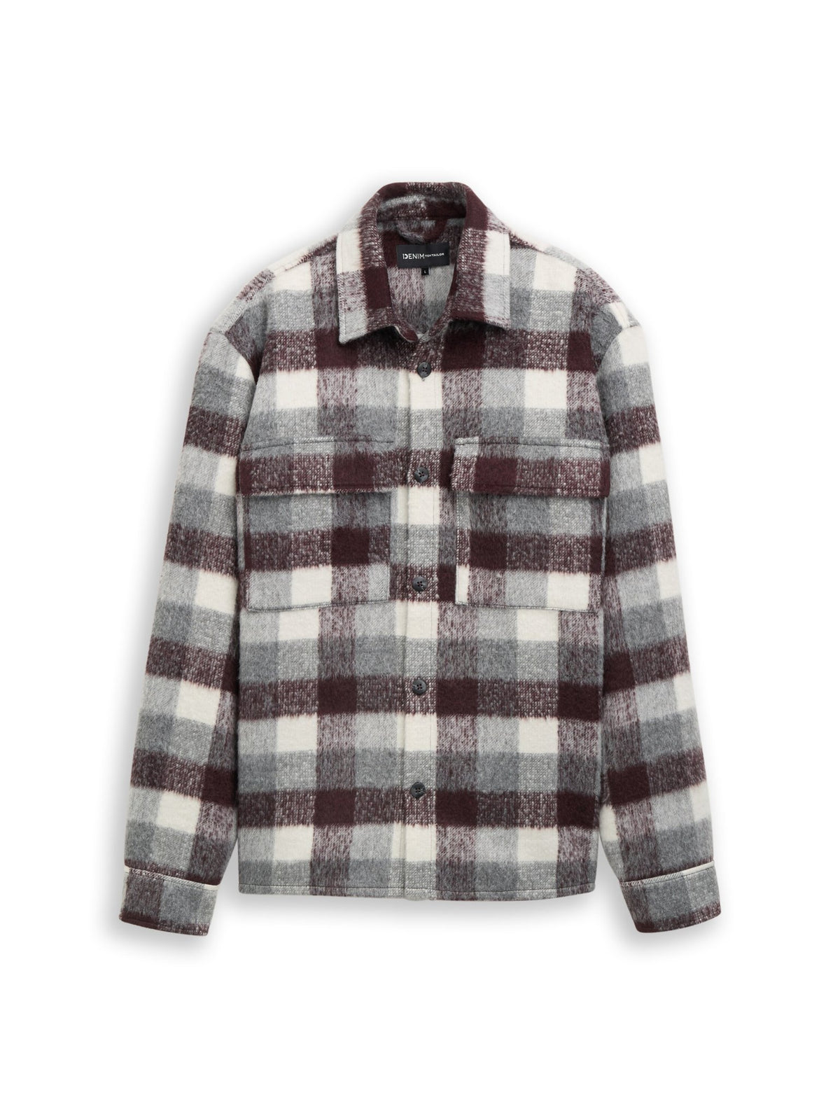 Tom Tailor denim Herren Hemden lang Brown Grey Chec