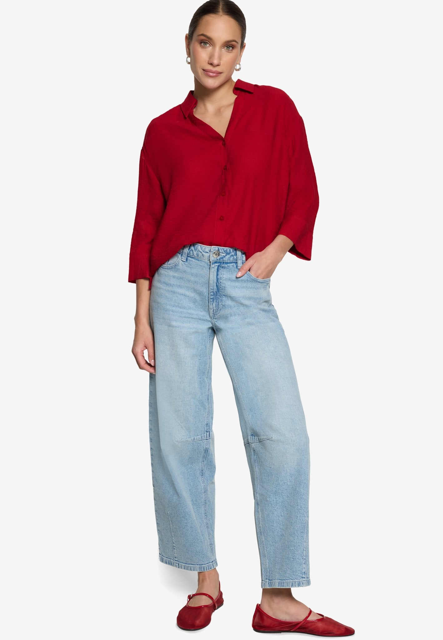 Zero Damen Blusen kurz Candy Red