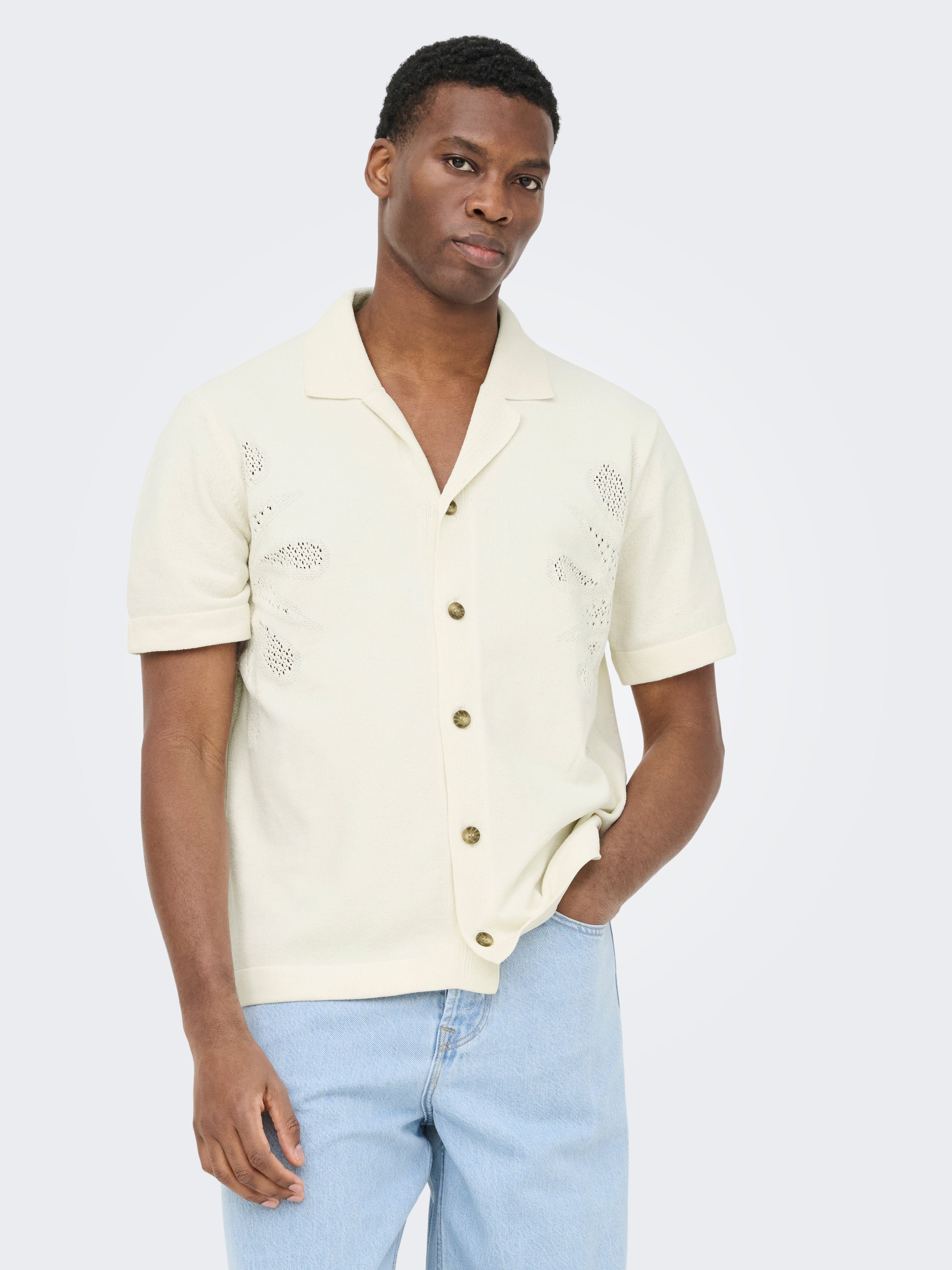 Only & Sons Herren Strickjacken Egret