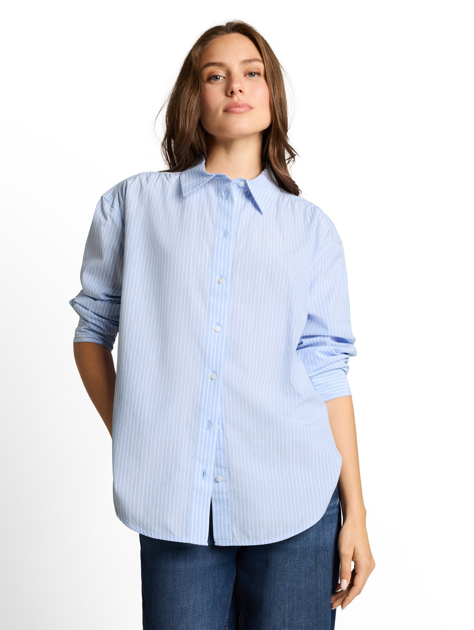Tom Tailor Damen Blusen Mid Blue White