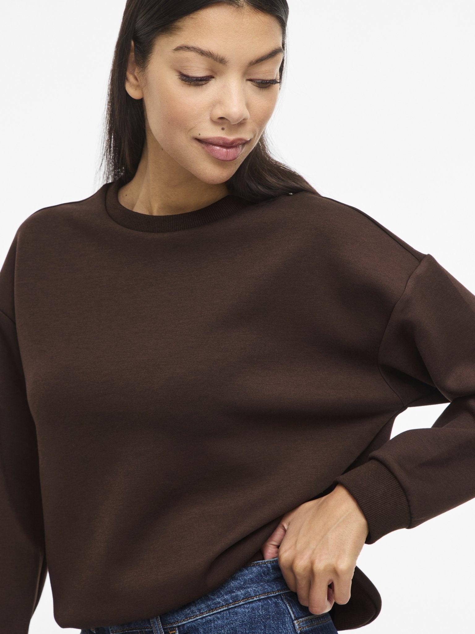 Vila Damen Sweatshirts Coffee Bean