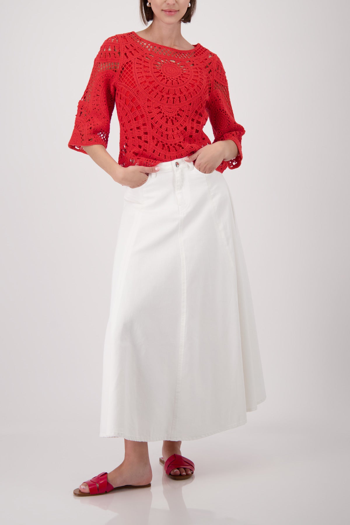 Monari Damen Pullover Coral Red