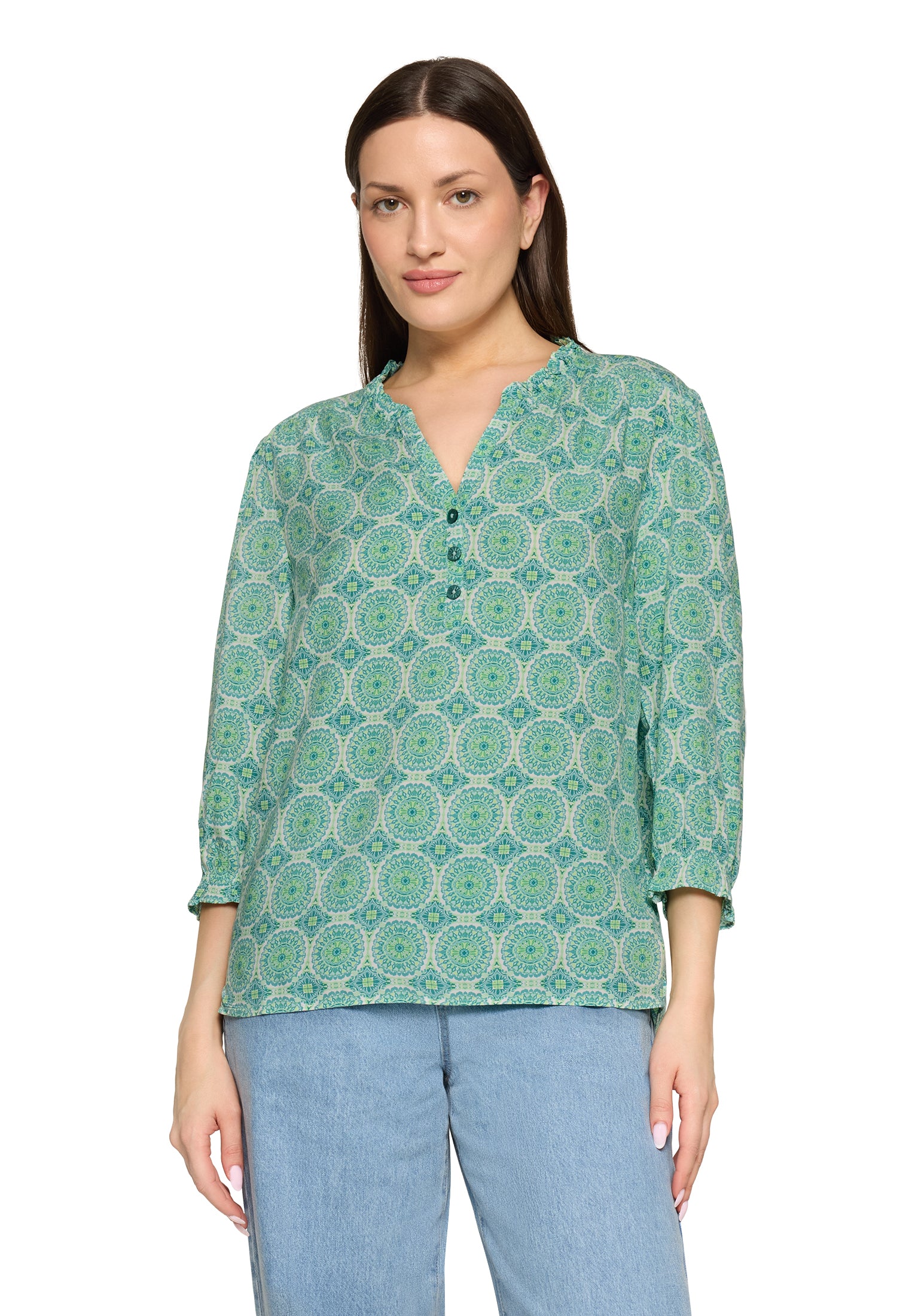 Cartoon Damen Blusen Green/Blue