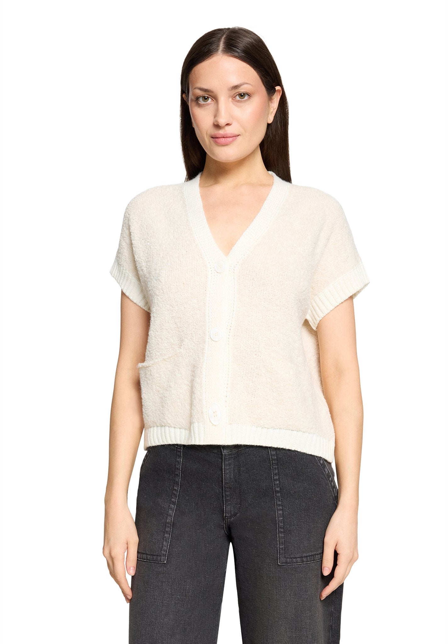 Betty & Co Damen Strickjacken Cream/Cream