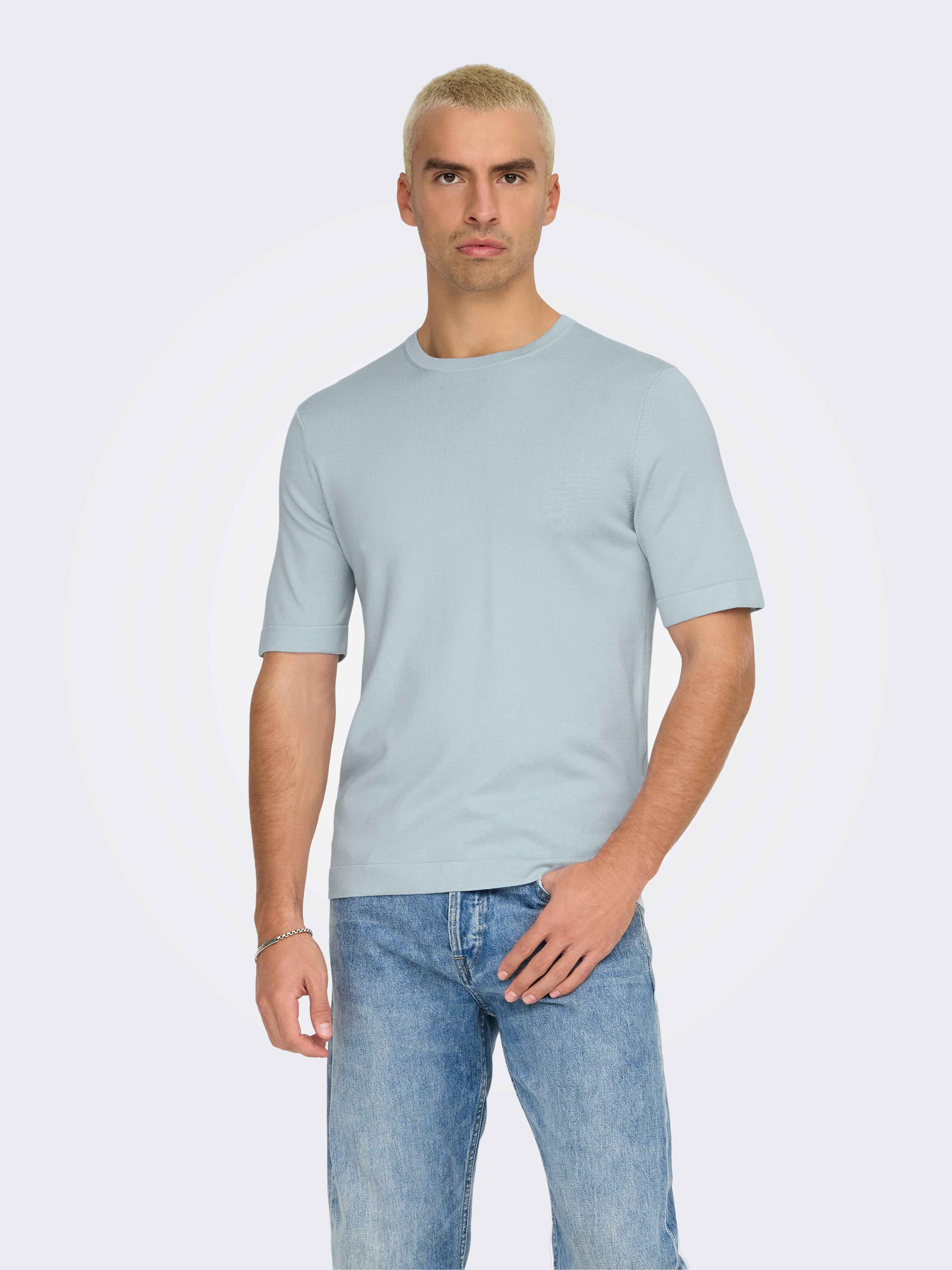Only & Sons Herren T-Shirts kurz Blue Fog
