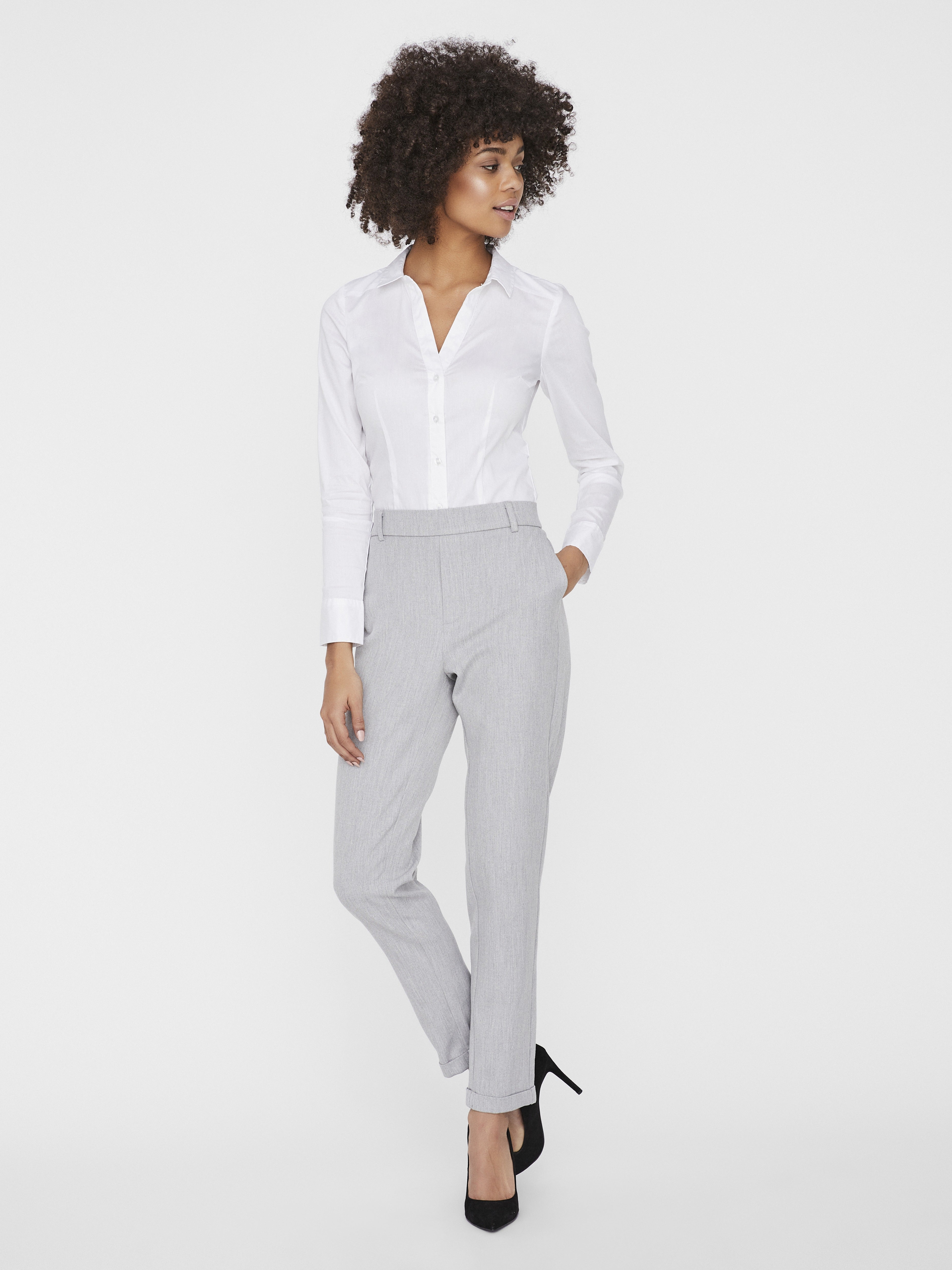 Vero Moda Damen Hosen Light Grey Mela