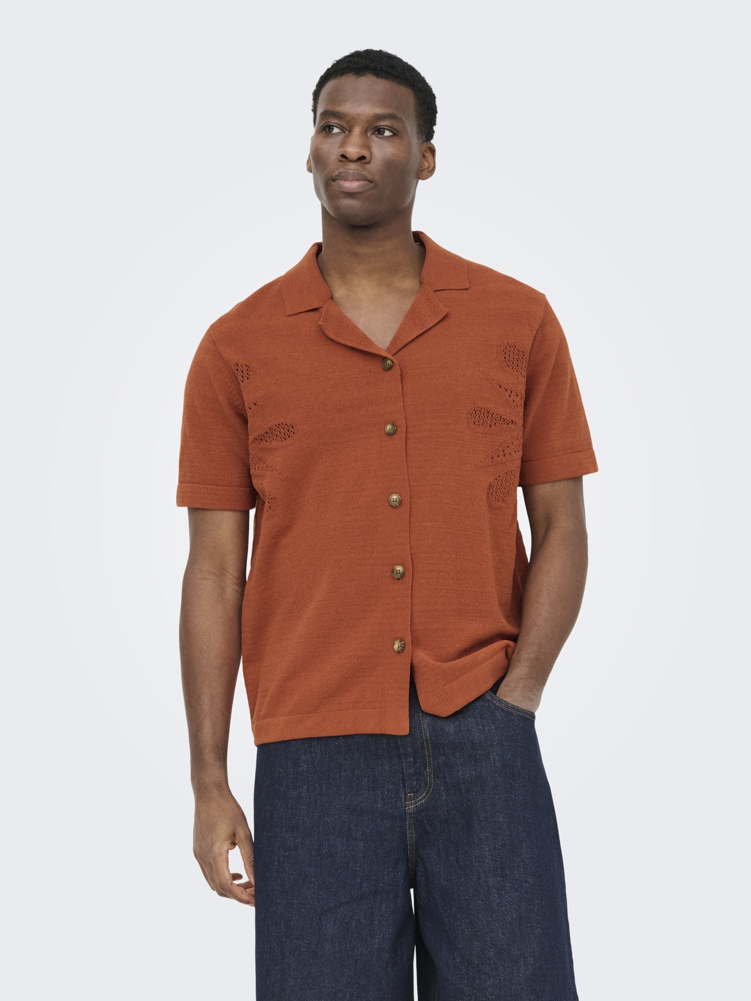 Only & Sons Herren Strickjacken Burnt Brick