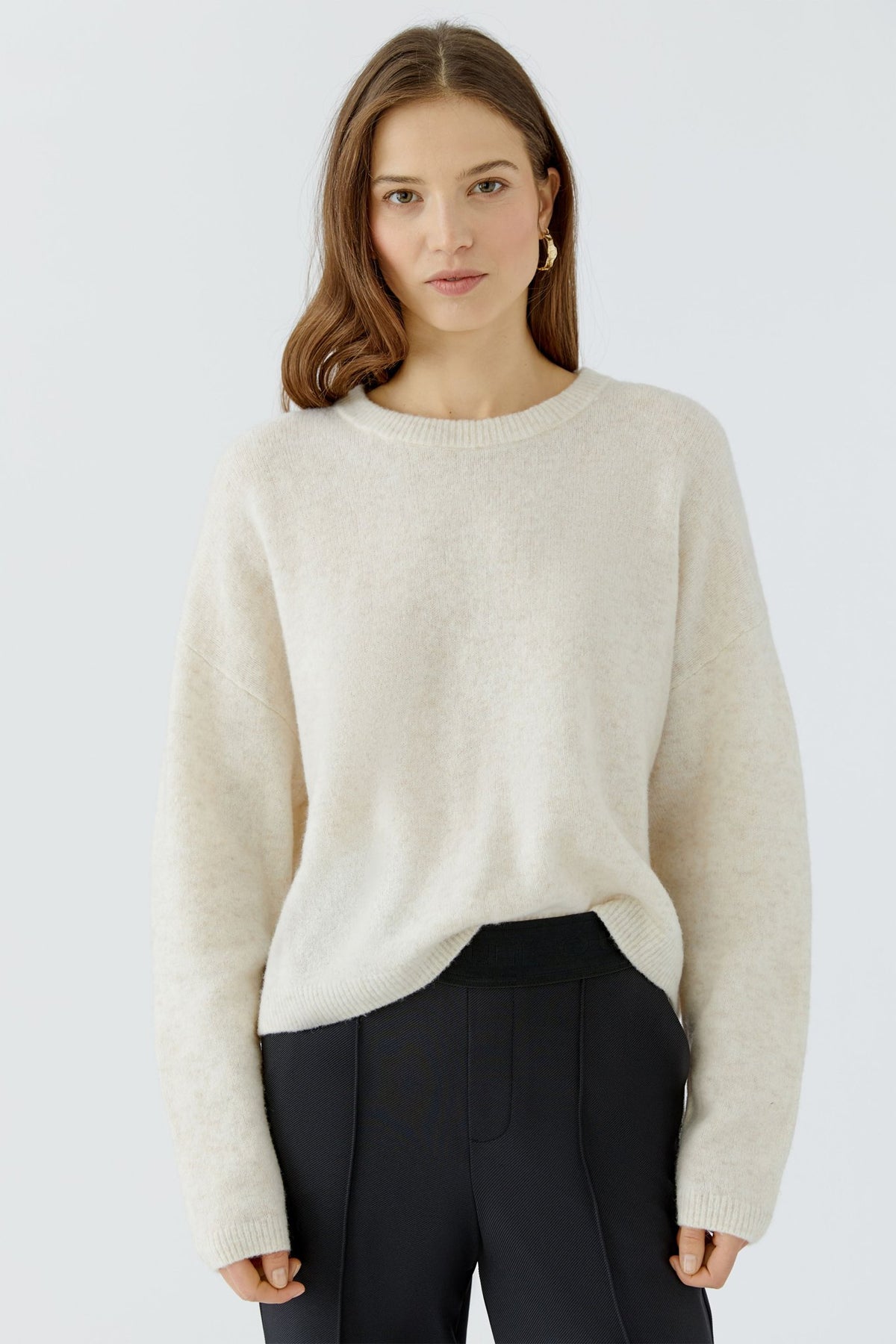 Oui Damen Pullover  Offwhite