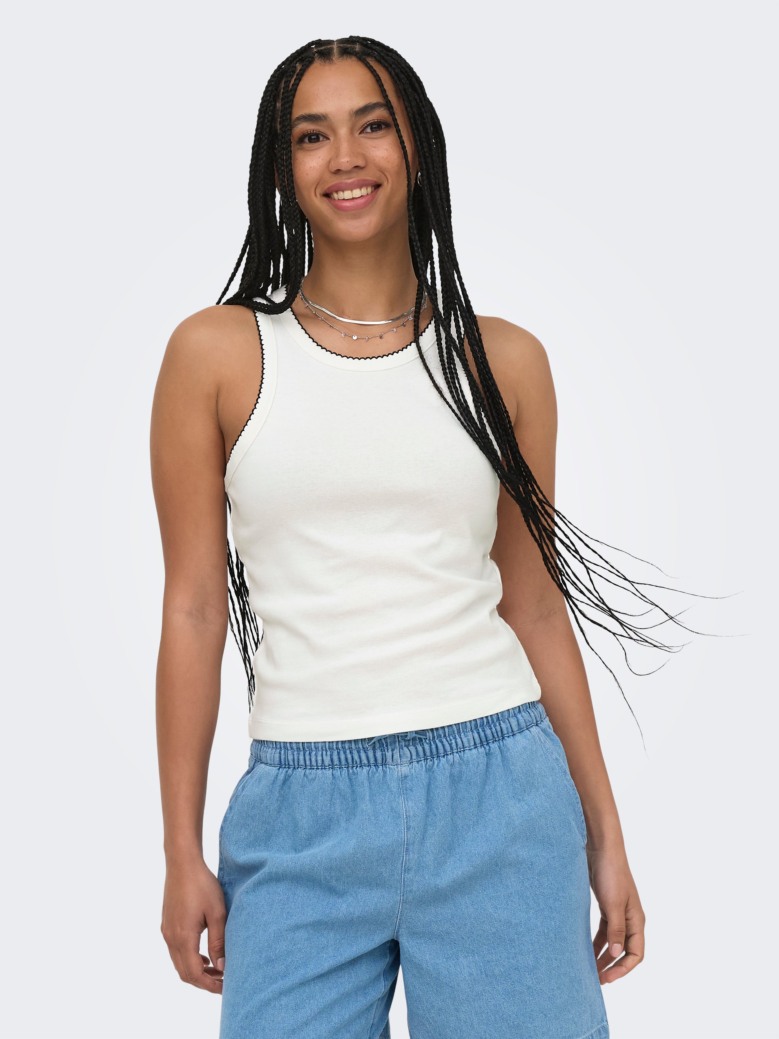 Only Damen Tops Cloud Dancer/St