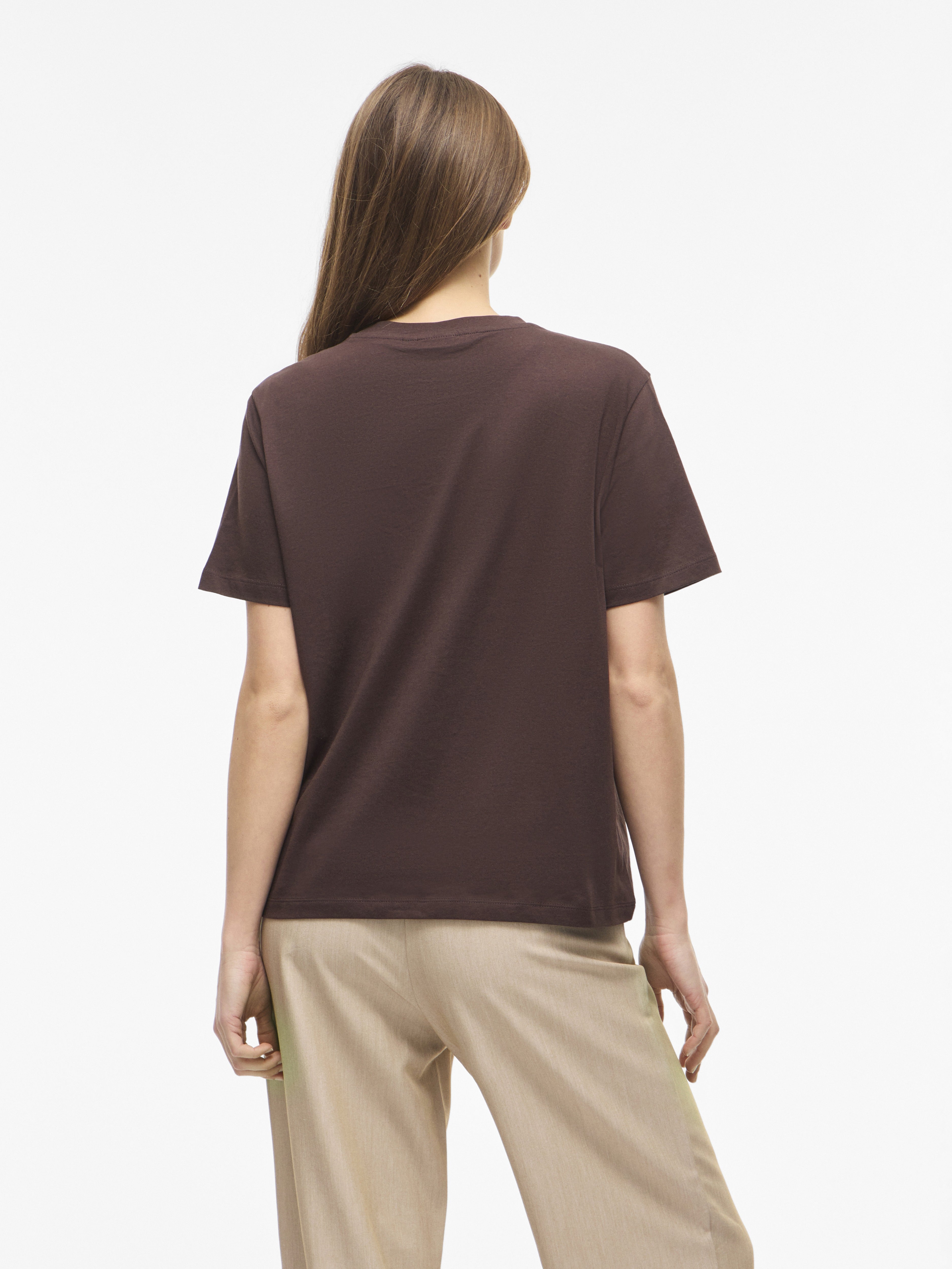 Vila Damen T-Shirts Coffee Bean/Sno