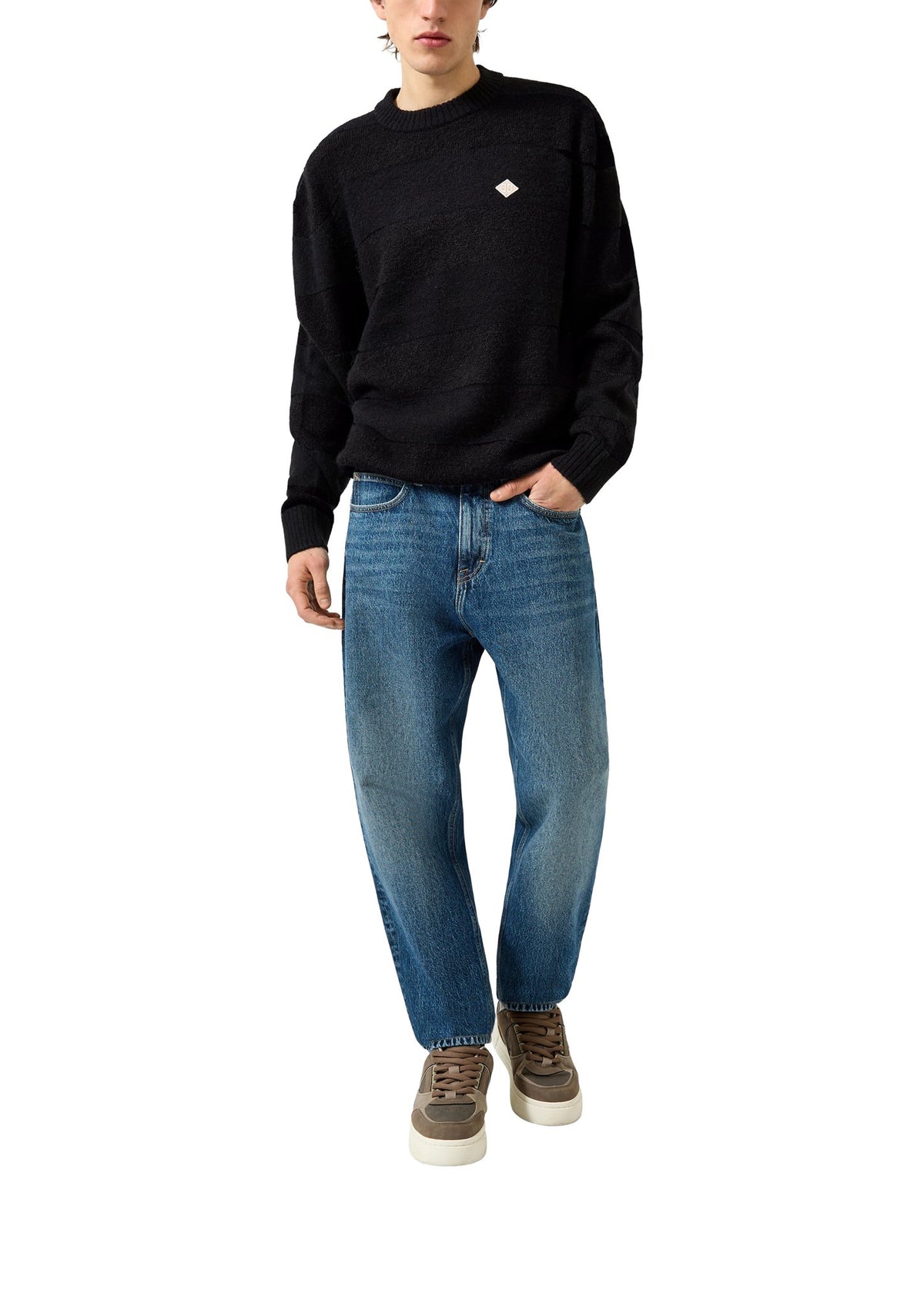 QS by S.Oliver Herren Pullover  Grey/Black