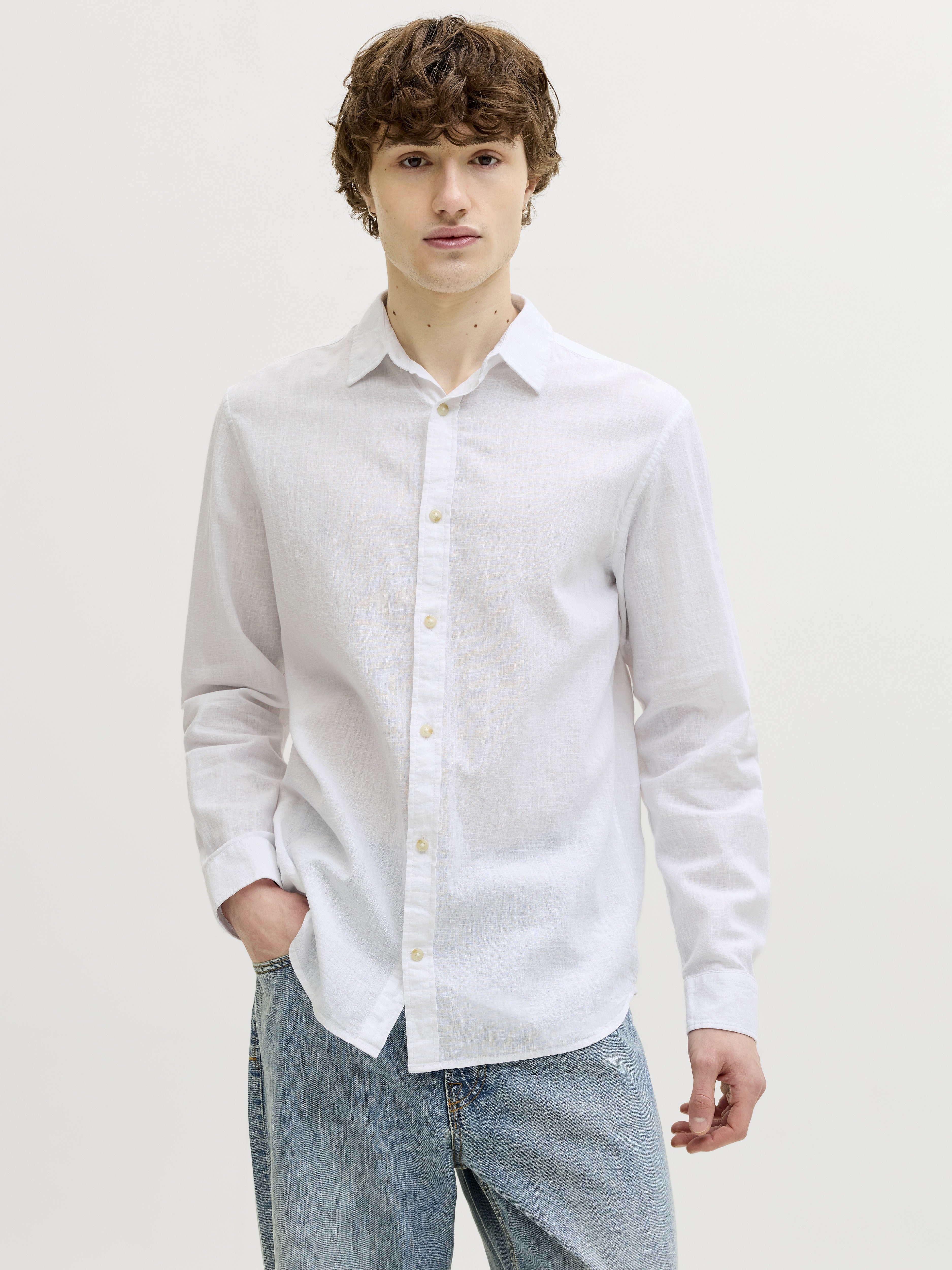 Jack & Jones Herren Hemden lang White