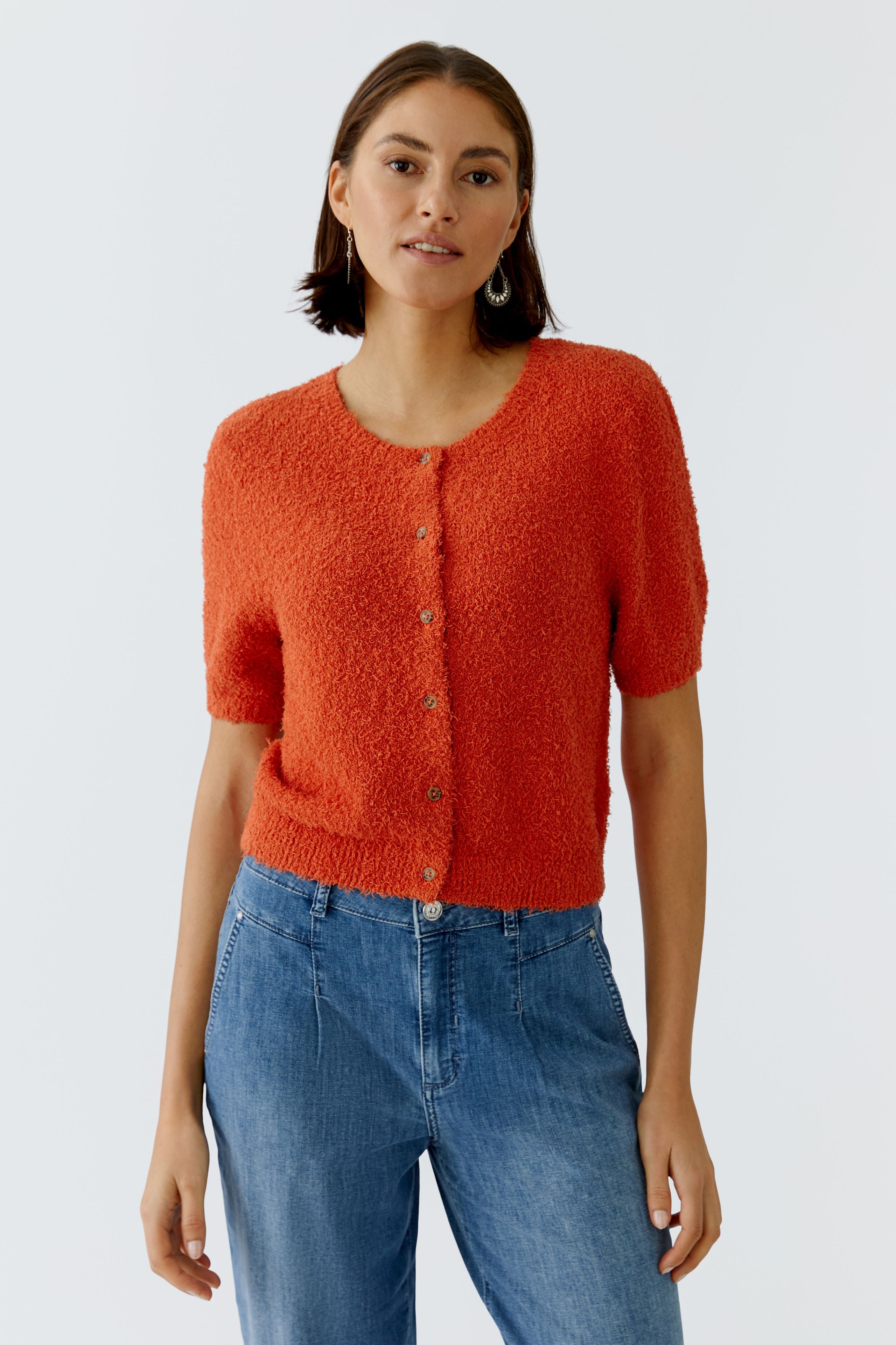 Oui Damen Strickjacken Burnt Tang