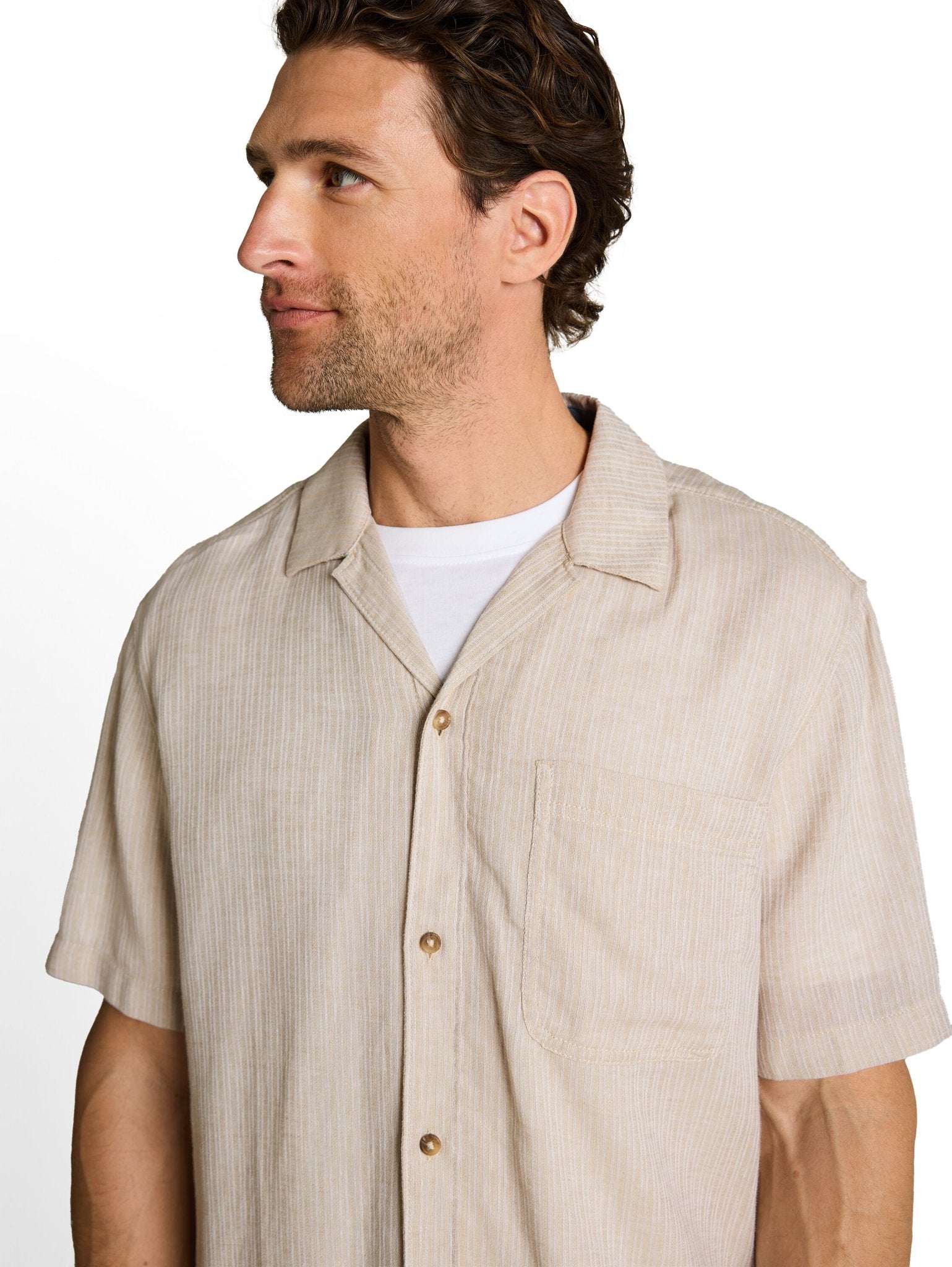 Tom Tailor Herren Hemden kurz Cashew Beige St