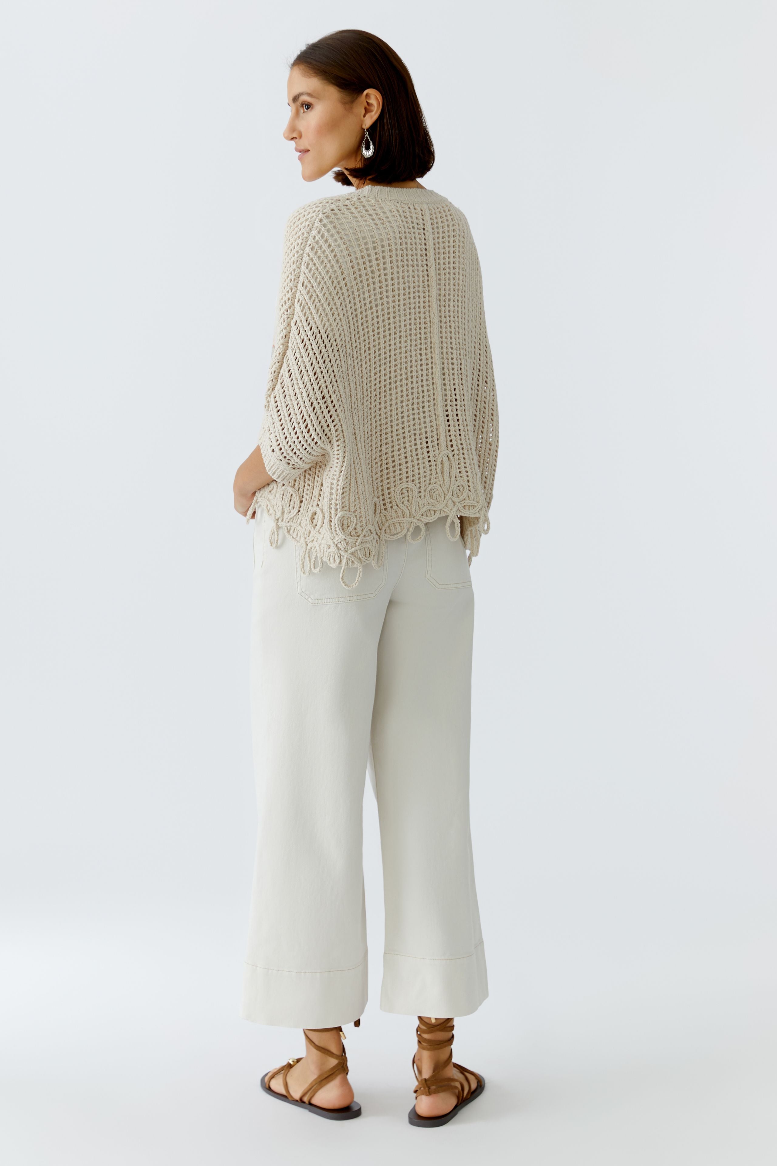 Oui Damen Strickjacken Biscuit