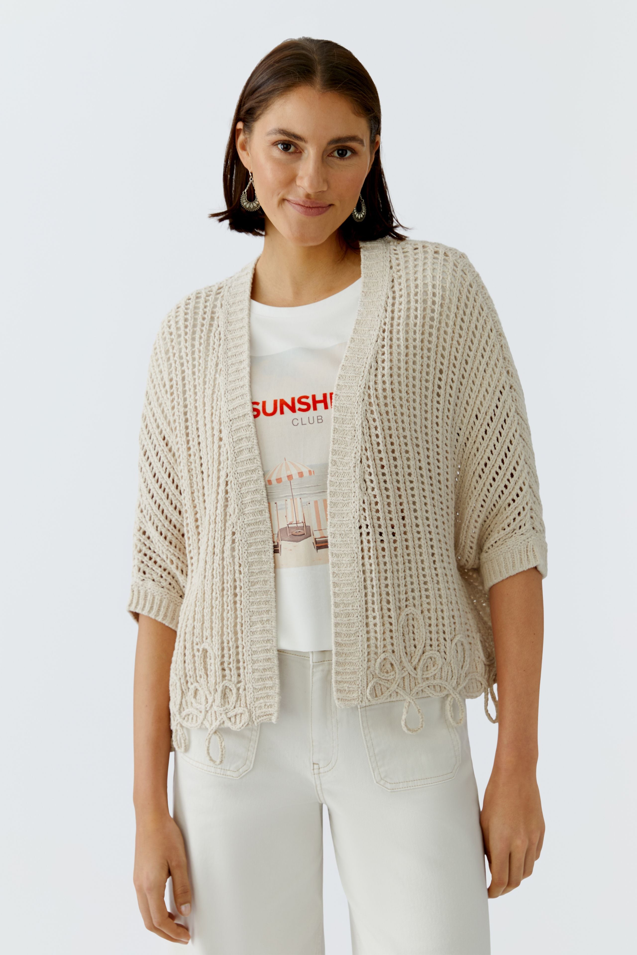 Oui Damen Strickjacken  Biscuit