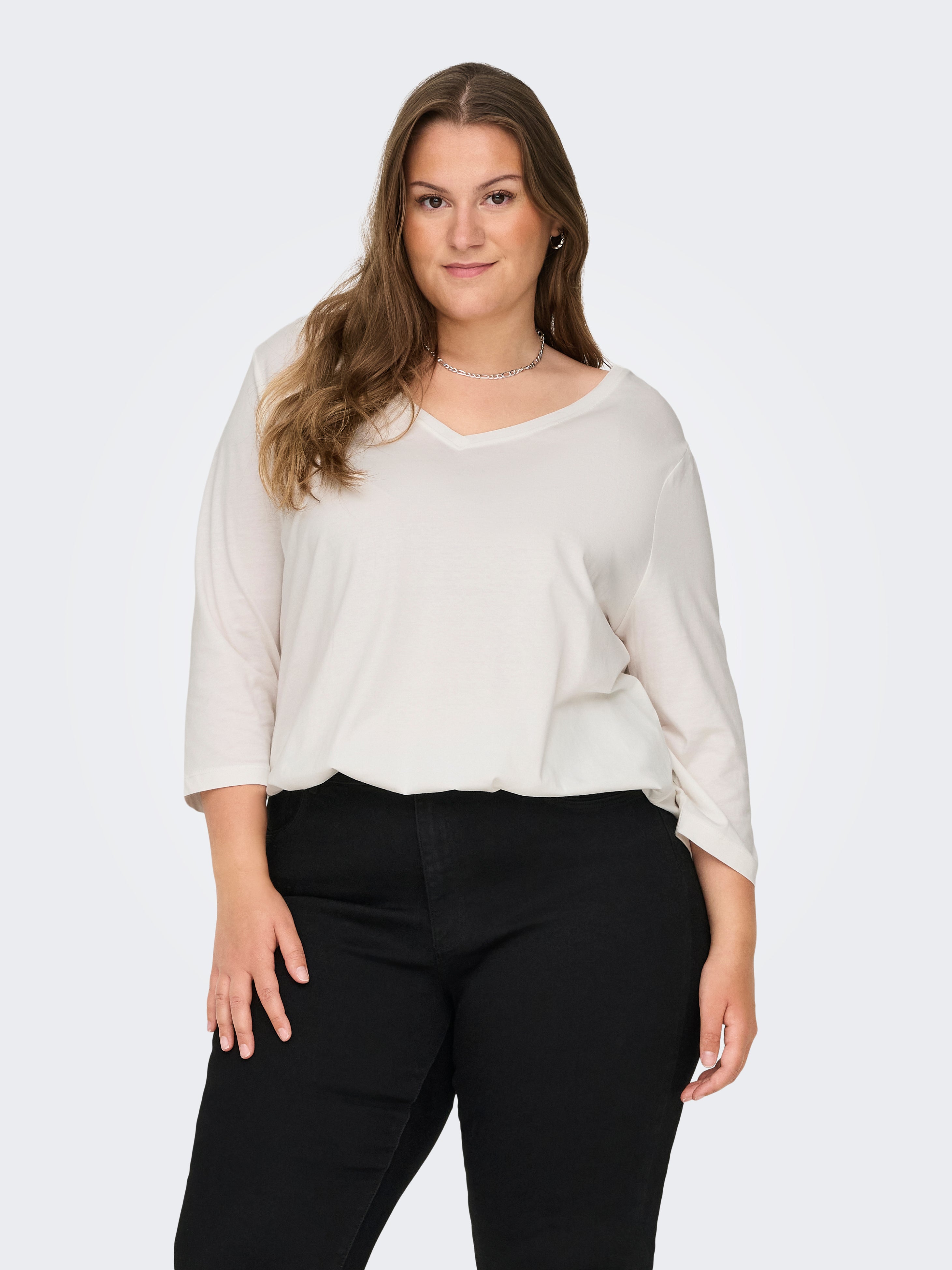 Only Carmakoma Damen T-Shirts Cloud Dancer