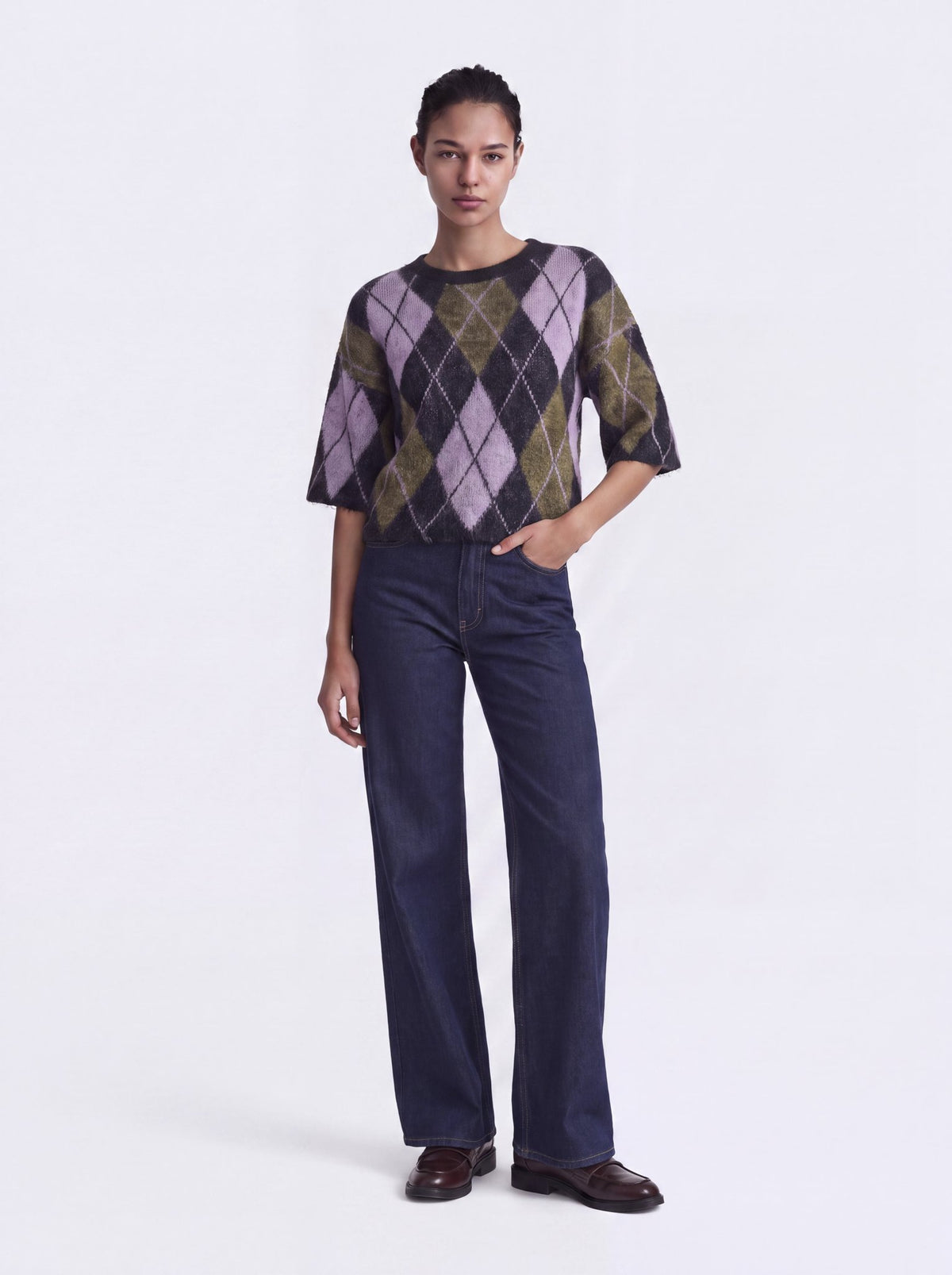 Only Damen Pullover Black/Argyle/Be