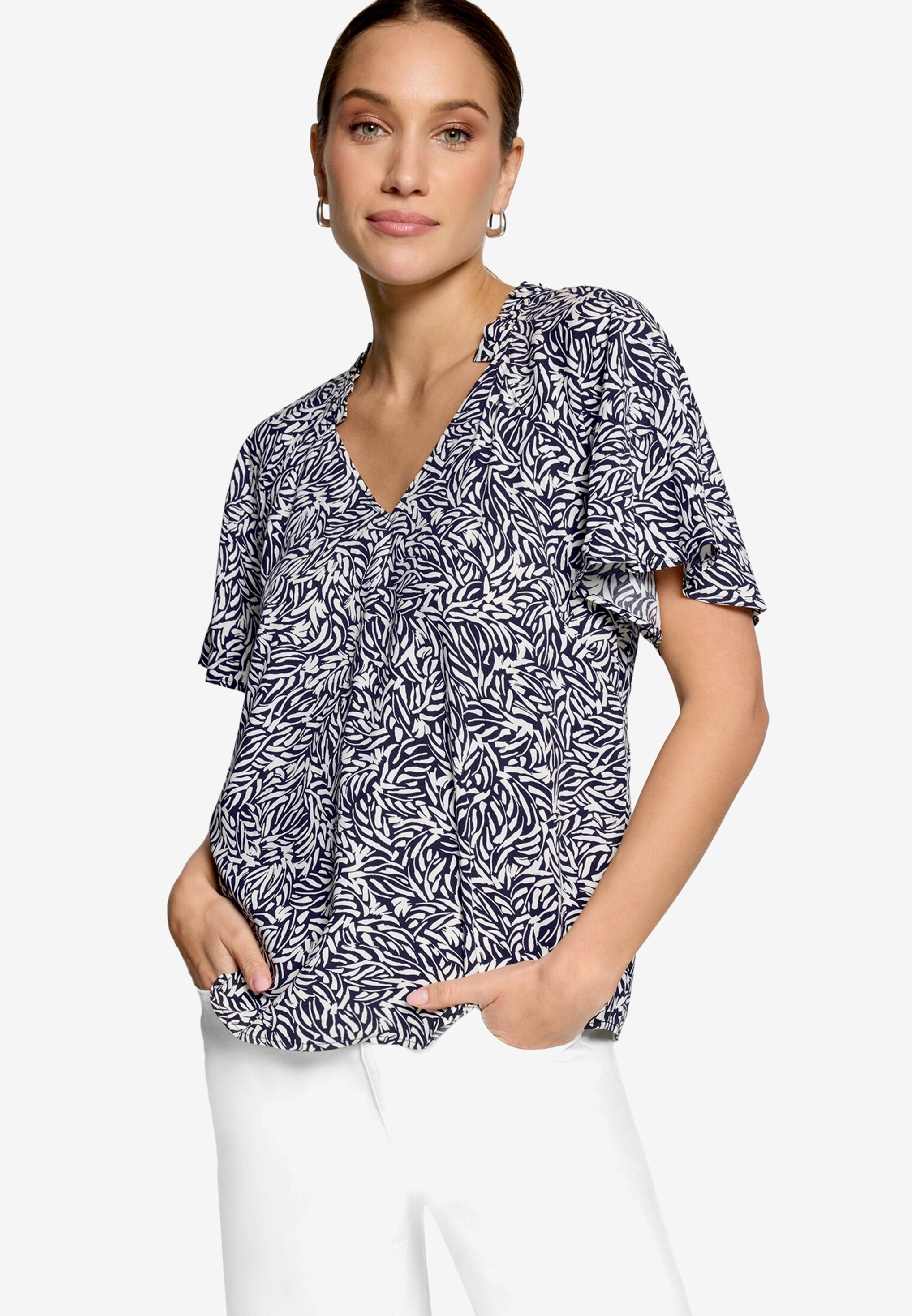 Zero Damen Blusen Dark Blue/Cream