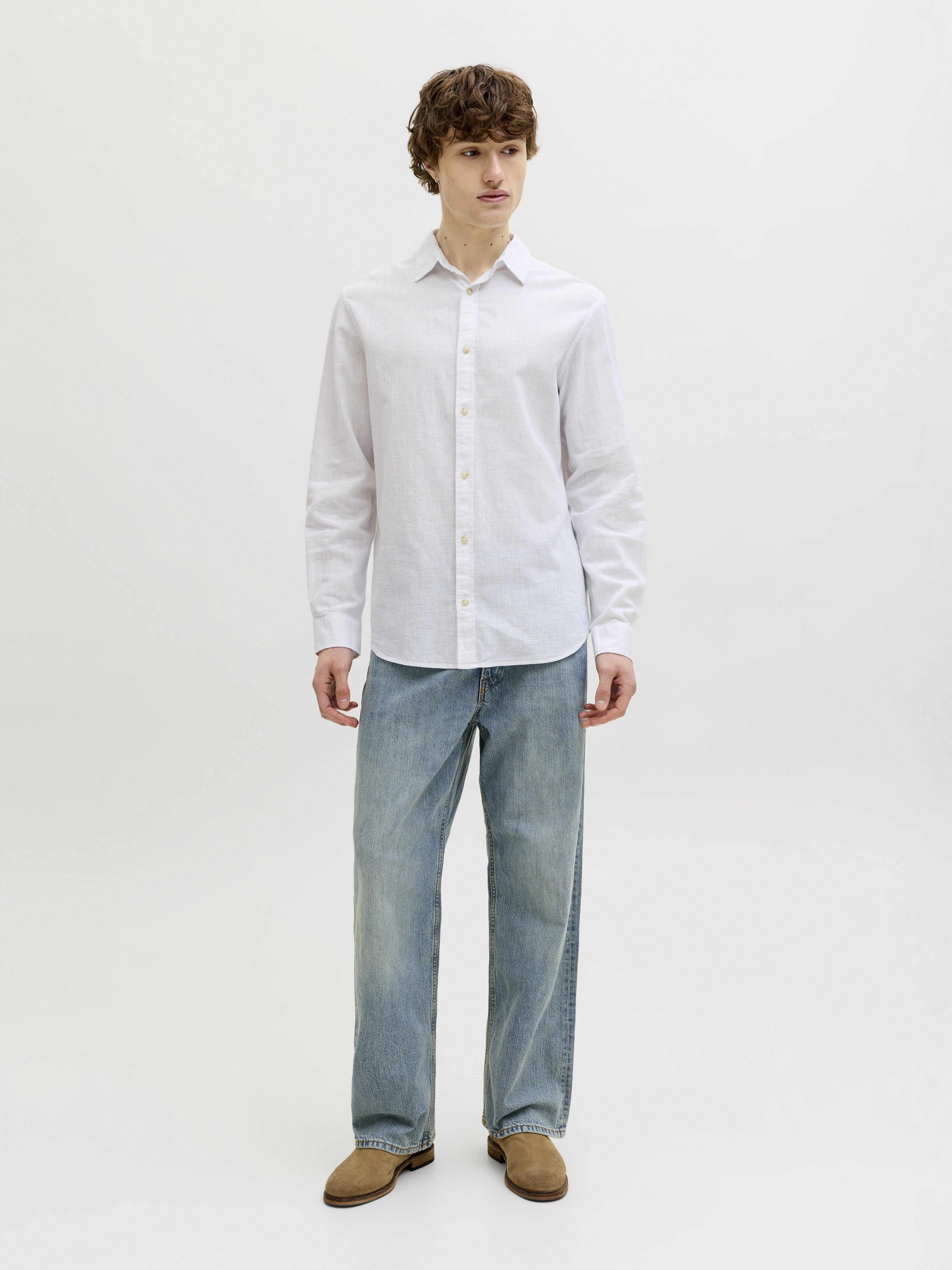 Jack & Jones Herren Hemden lang White
