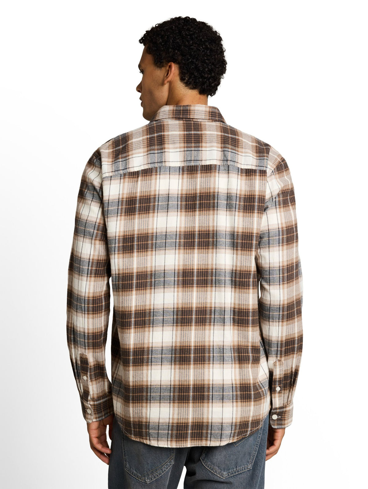 Tom Tailor denim Herren Hemden lang Off White Brown
