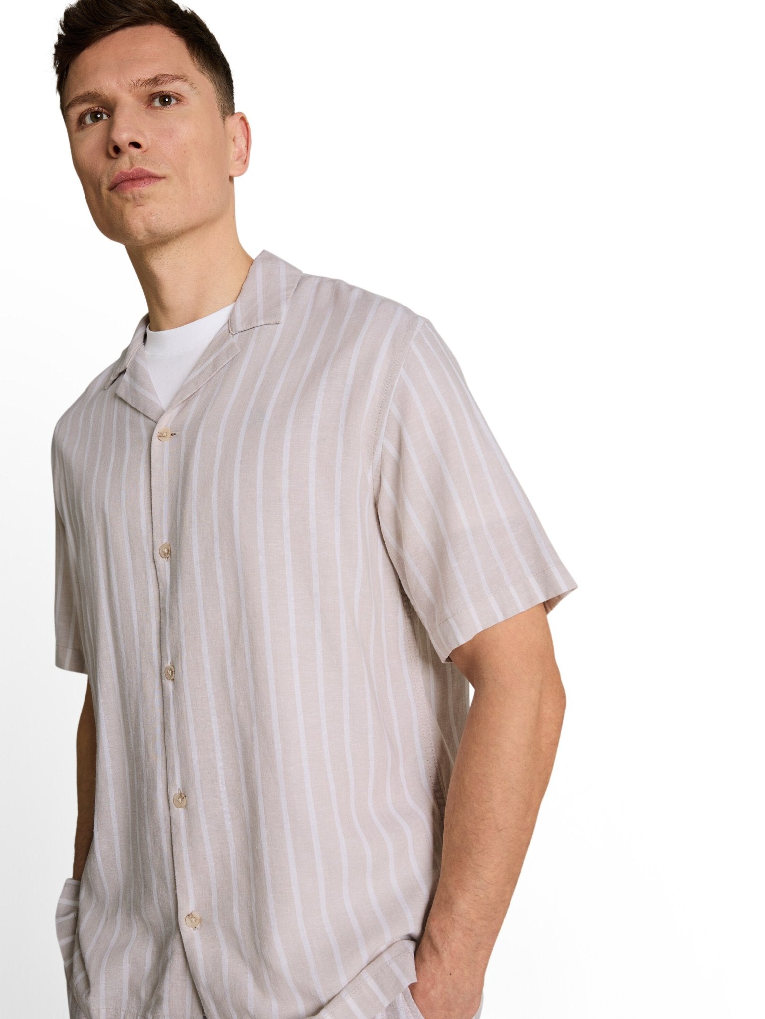 Tom Tailor denim Herren Hemden kurz Muted Grey Stri