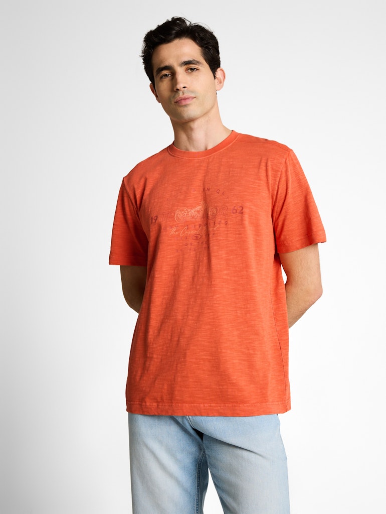 Tom Tailor Herren T-Shirts kurz Chili Orange