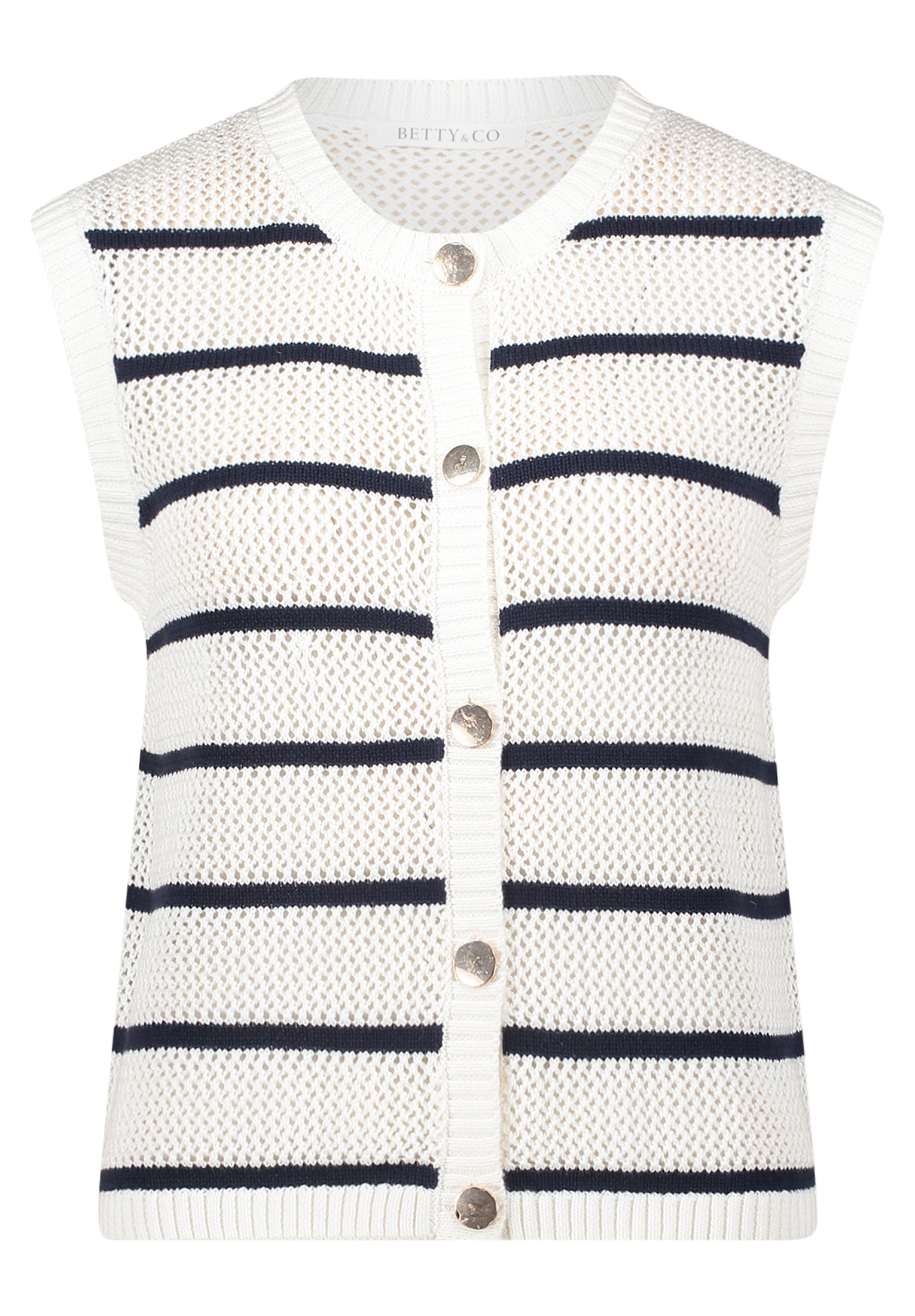 Betty & Co Damen Strickjacken Cream/Dark Blue
