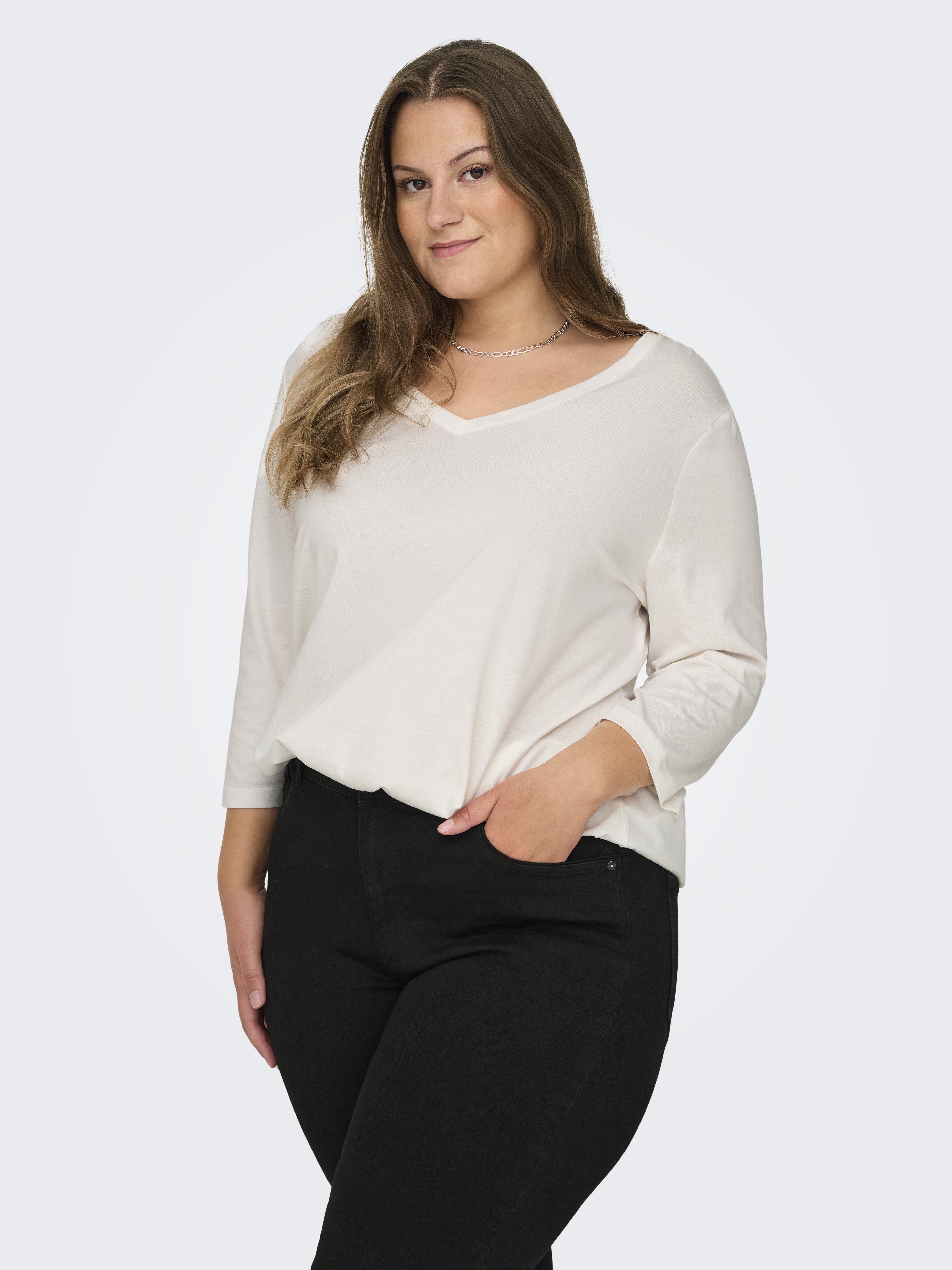 Only Carmakoma Damen T-Shirts Cloud Dancer