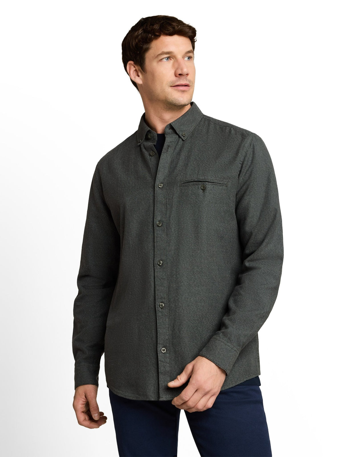 Tom Tailor Herren Hemden lang Green Based Str