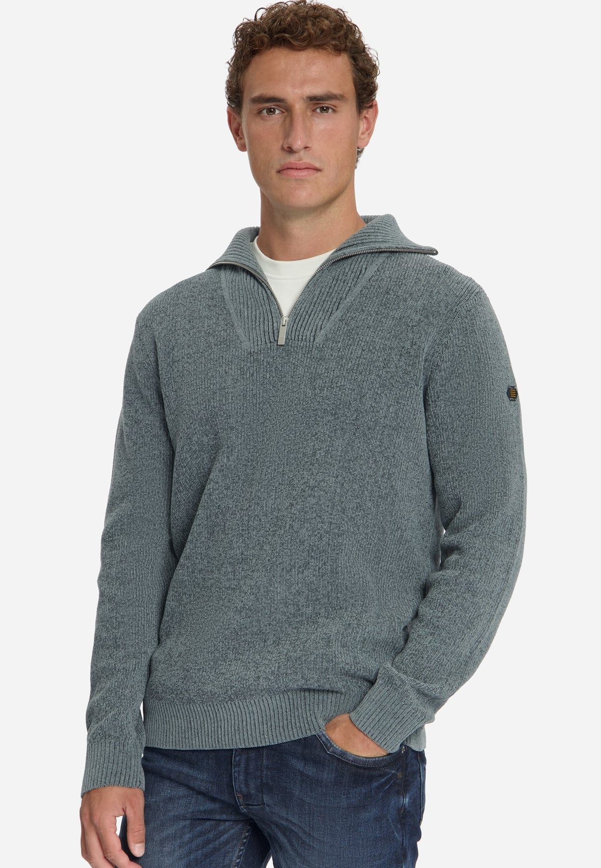 No Excess Herren Pullover Grey Melange