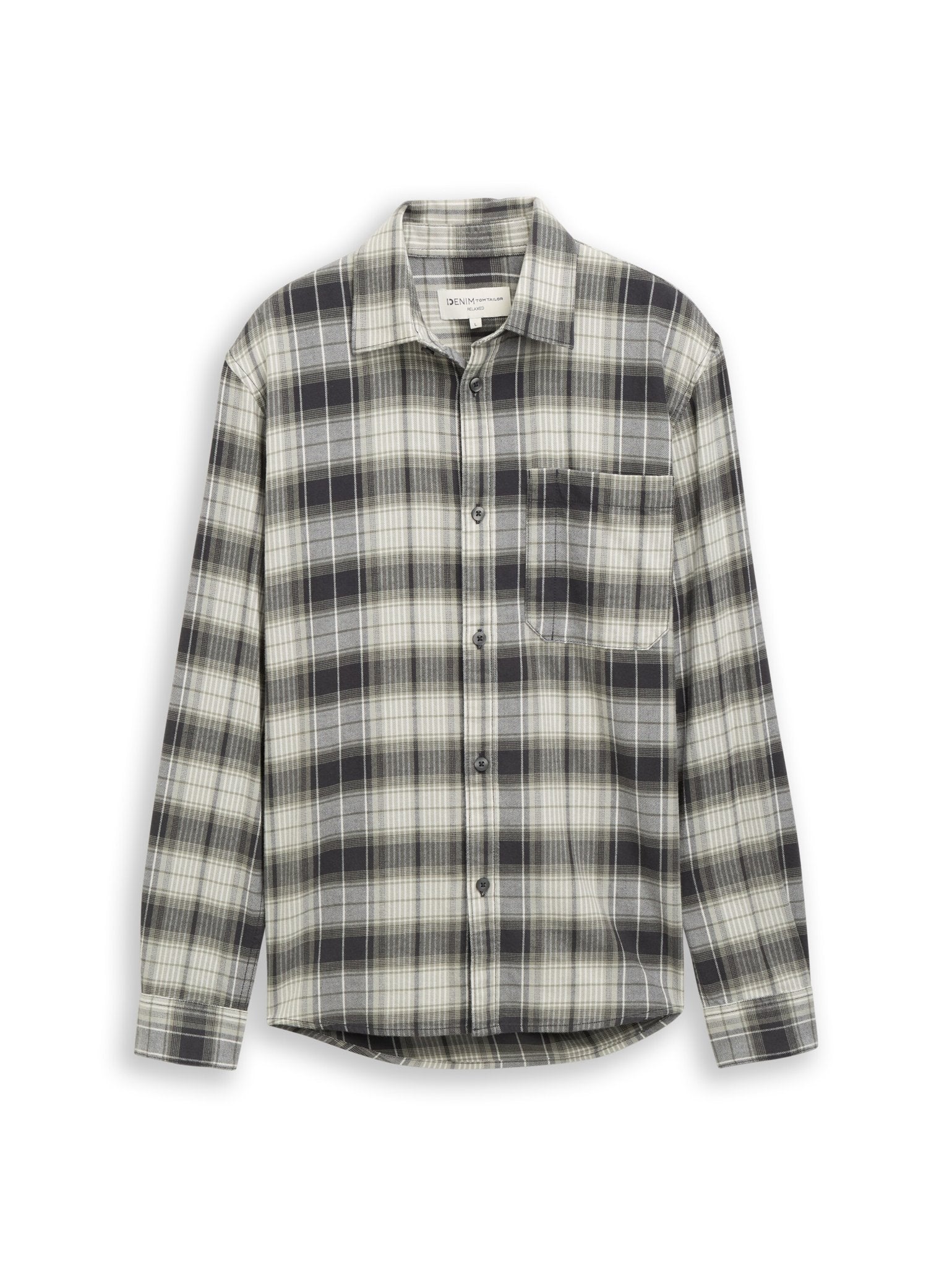 Tom Tailor denim Herren Hemden lang Coal Grey Green