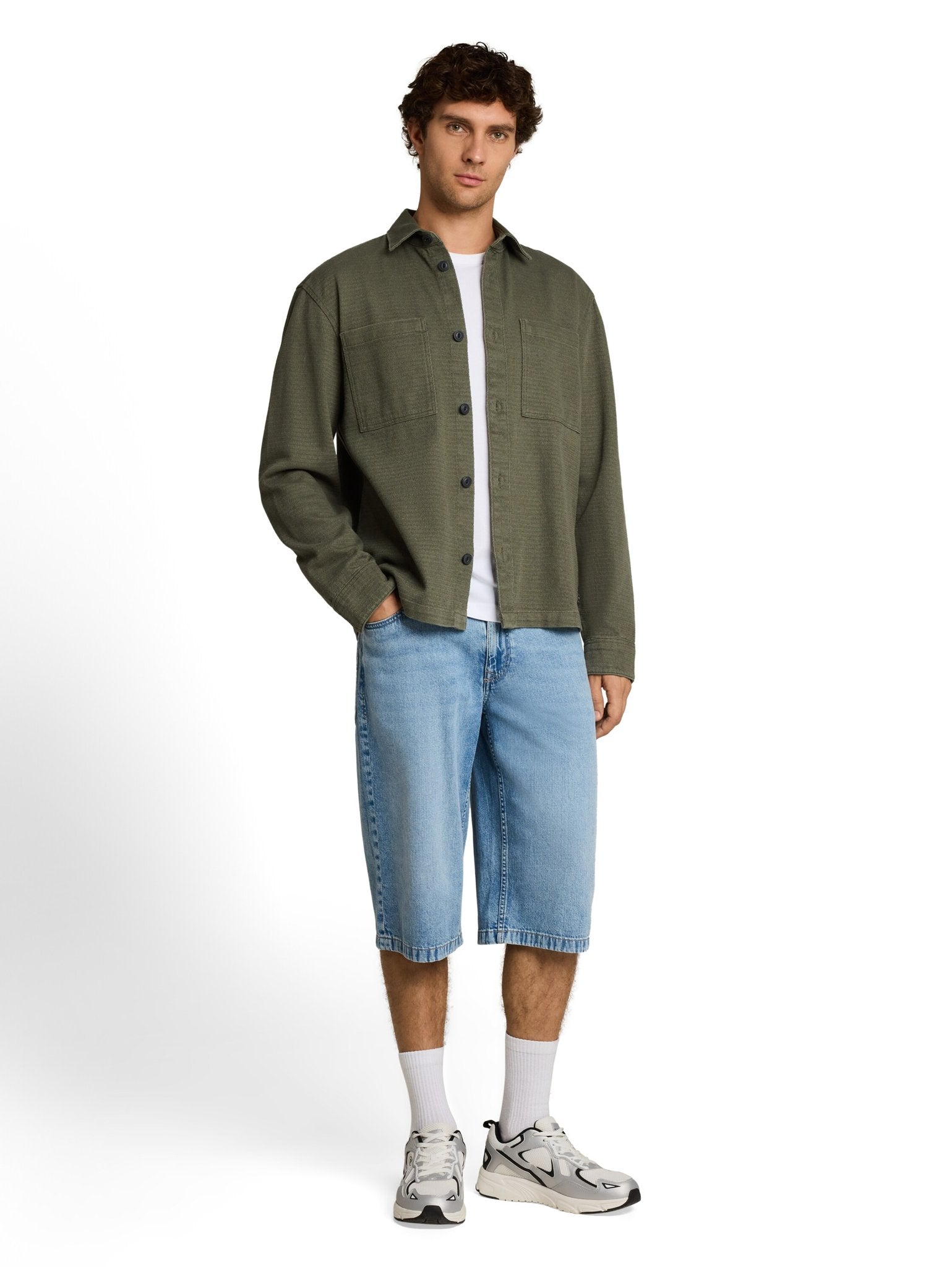 Tom Tailor denim Herren Hemden lang Urban Olive Gre