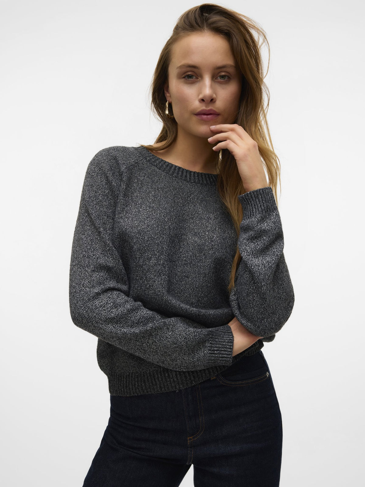 Vero Moda Damen Pullover Asphalt/W. Silv
