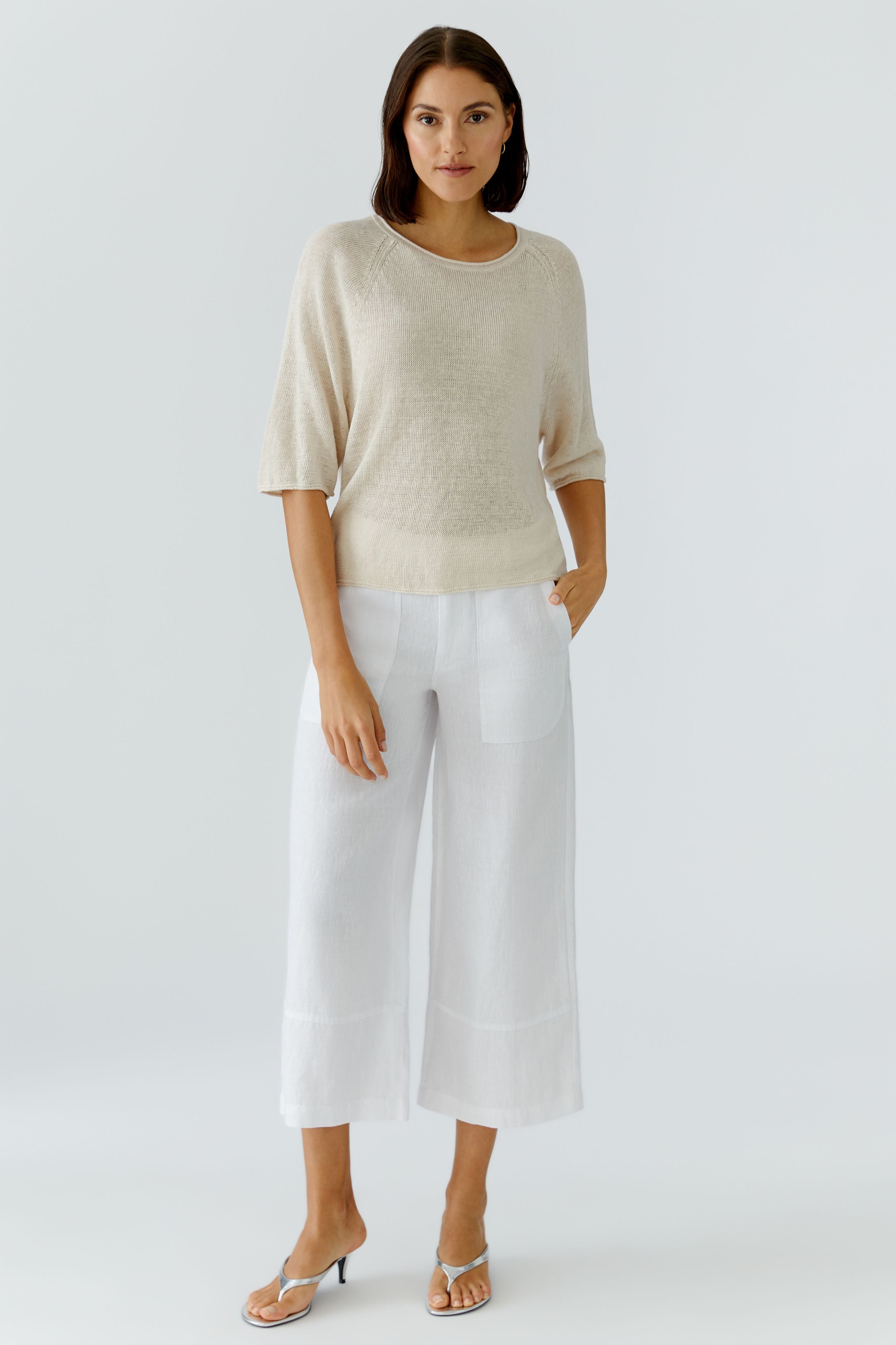 Oui Damen Pullover Biscuit