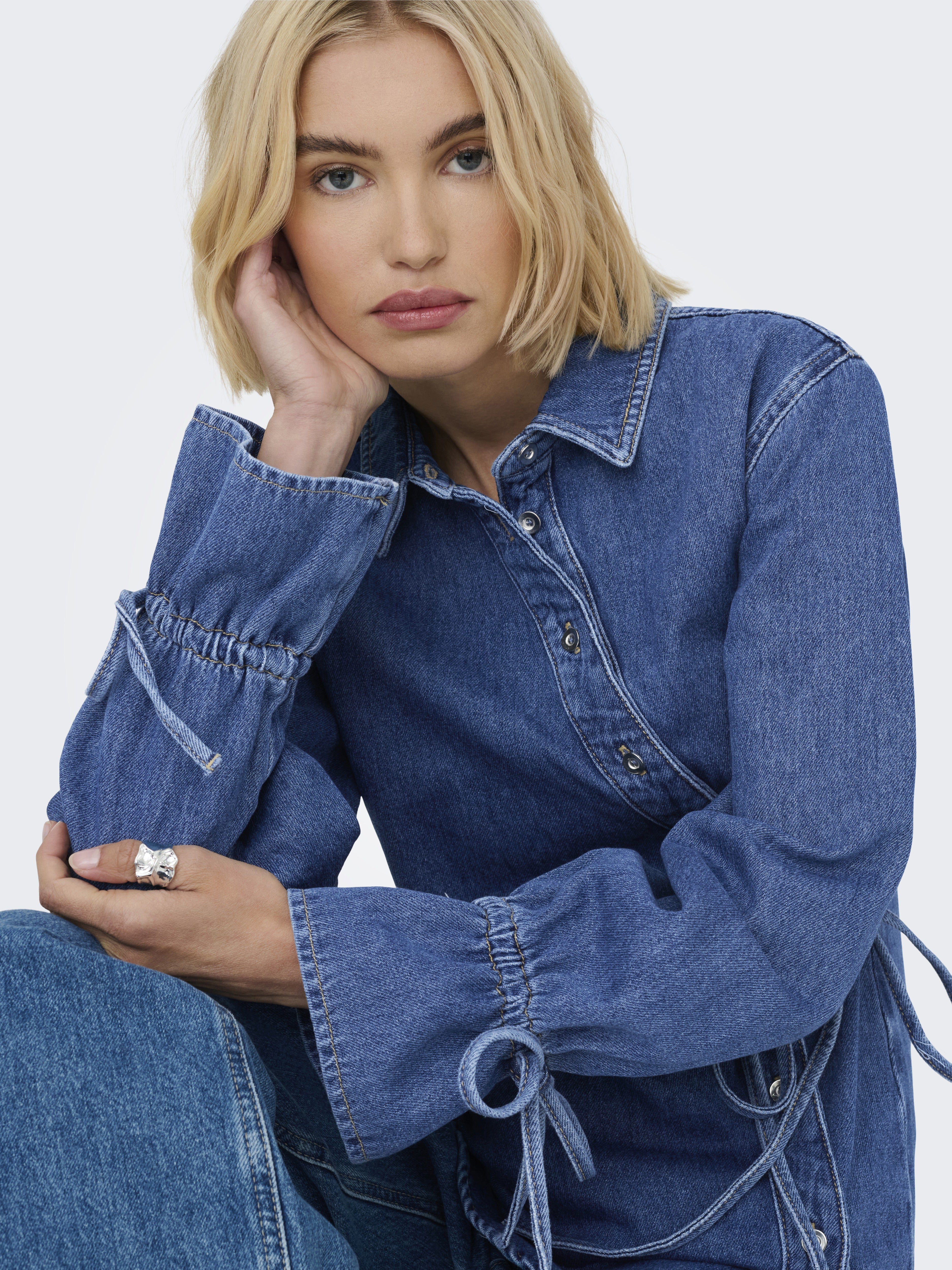 Only Damen Blusen Medium Blue Den