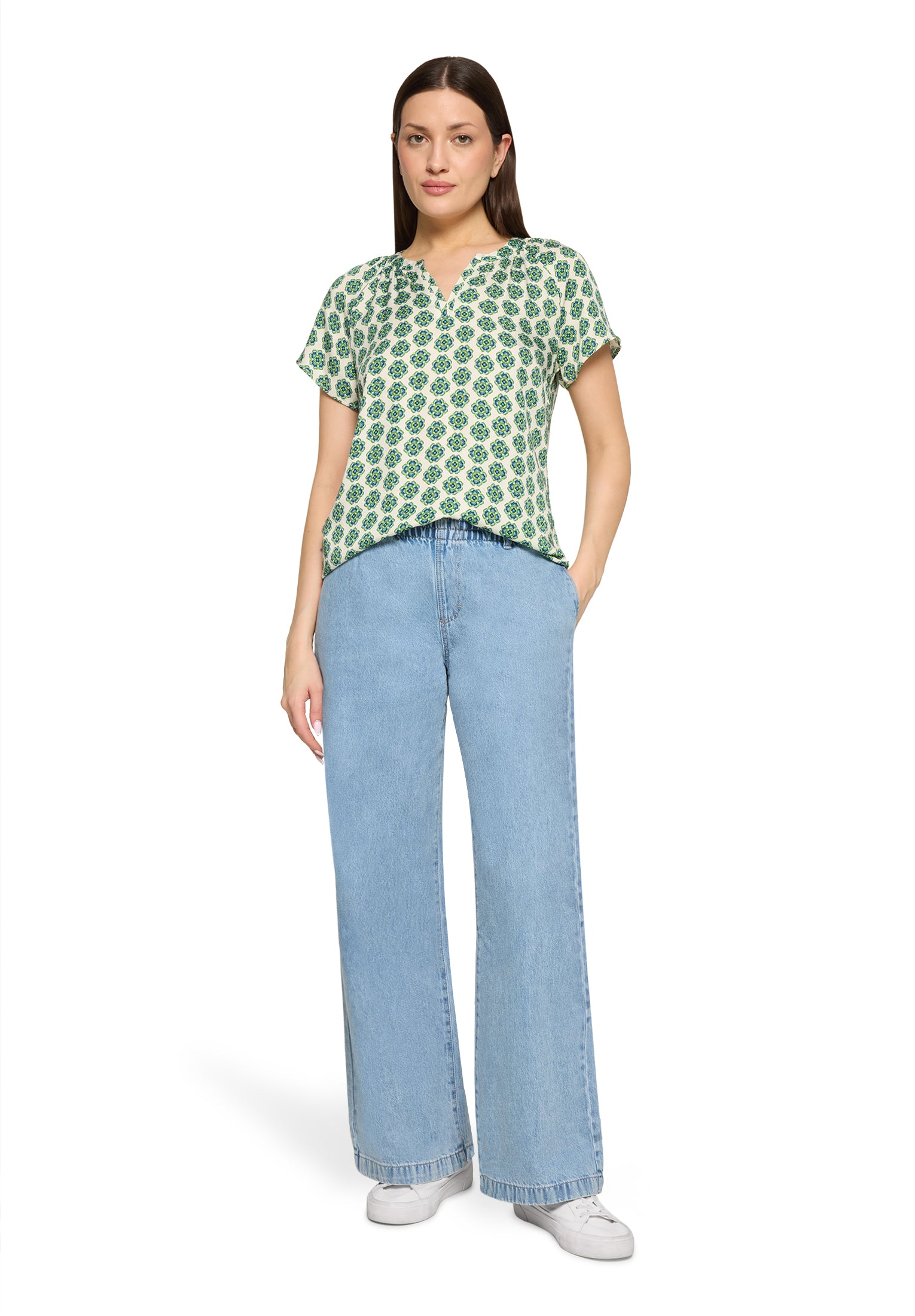 Cartoon Damen Blusen Green/Blue