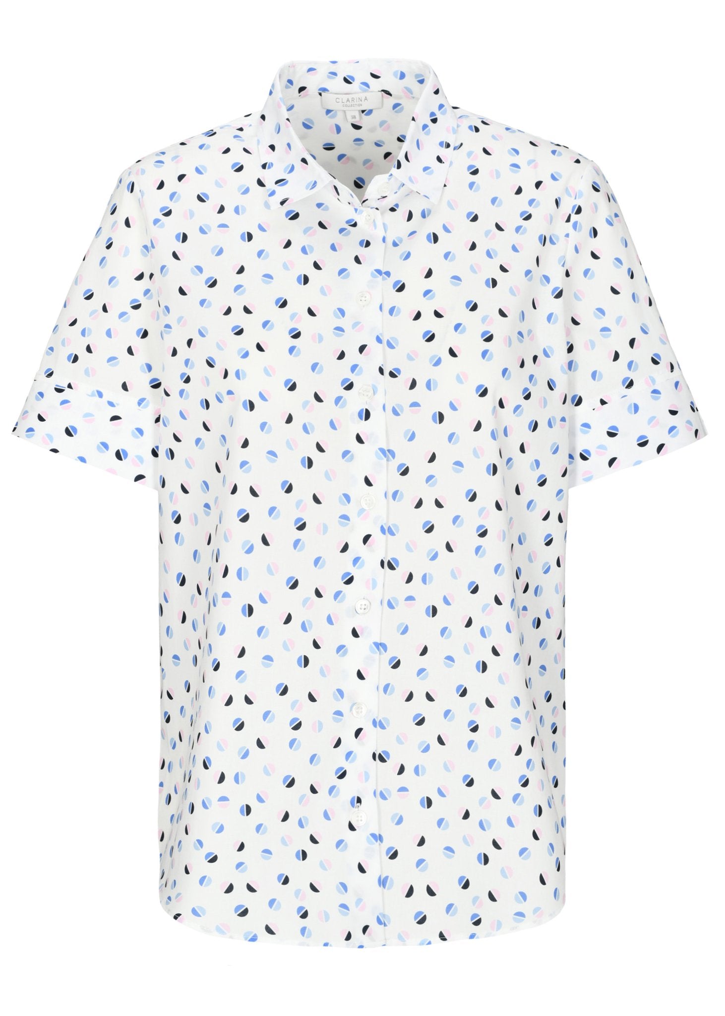 Clarina Damen Blusen kurz  Bleu-Weiss