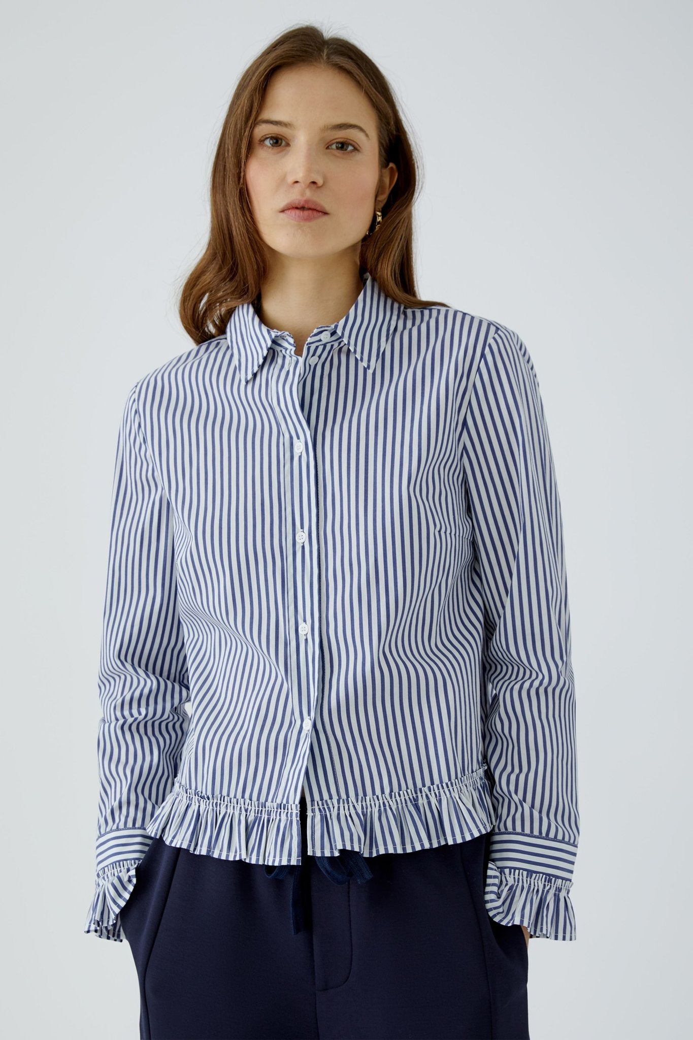 Oui Damen Blusen White Blue